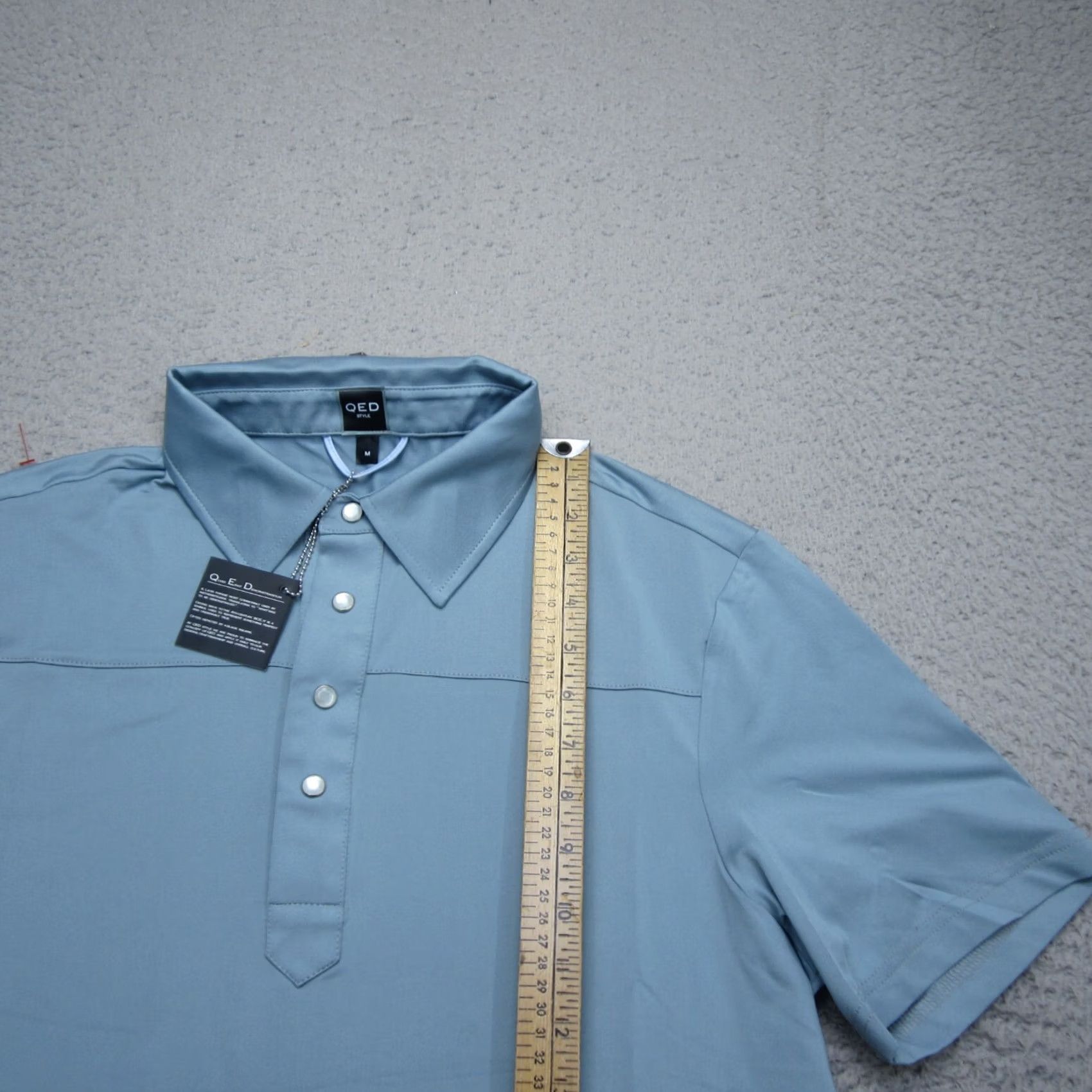 Vintage Qed Style Polo Mens M Blue Snap Performance Lightweight Stretch Golf Shirt Size US M / EU 48-50 / 2 - 7 Thumbnail