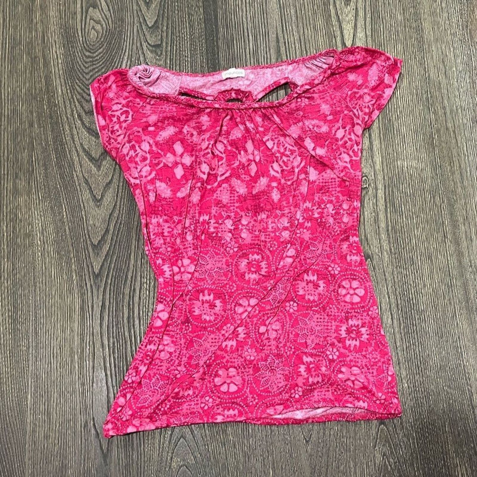 Vintage Maurices Blouse Top Floral Cap Sleeve Open Round Neck Size M Size M / US 6-8 / IT 42-44 - 1 Thumbnail