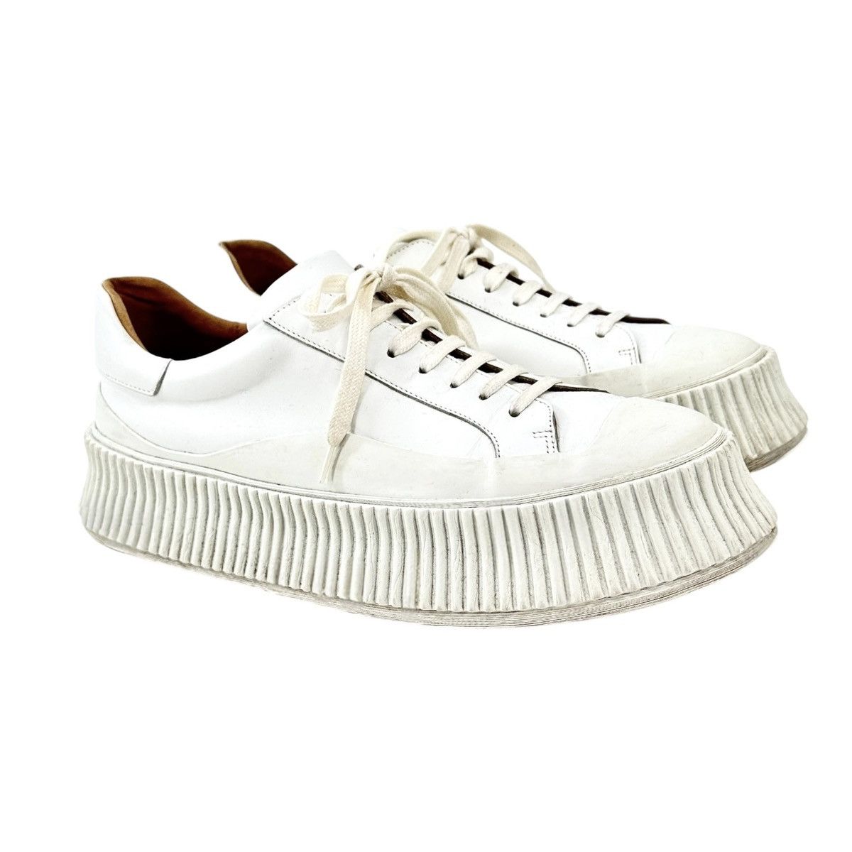 Jil Sander "Olona" White Leather Platform Sneakers sz 41 Size US 8 / EU 41 - 2 Thumbnail