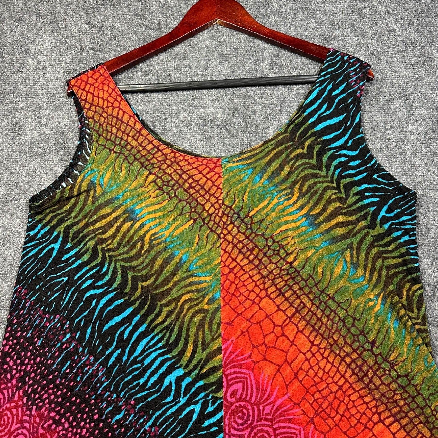 Vintage Jostar Dress Womens Large Stretch Knit Sleeveless Sundress Bold Print Pullover Size L / US 10 / IT 46 - 6 Thumbnail