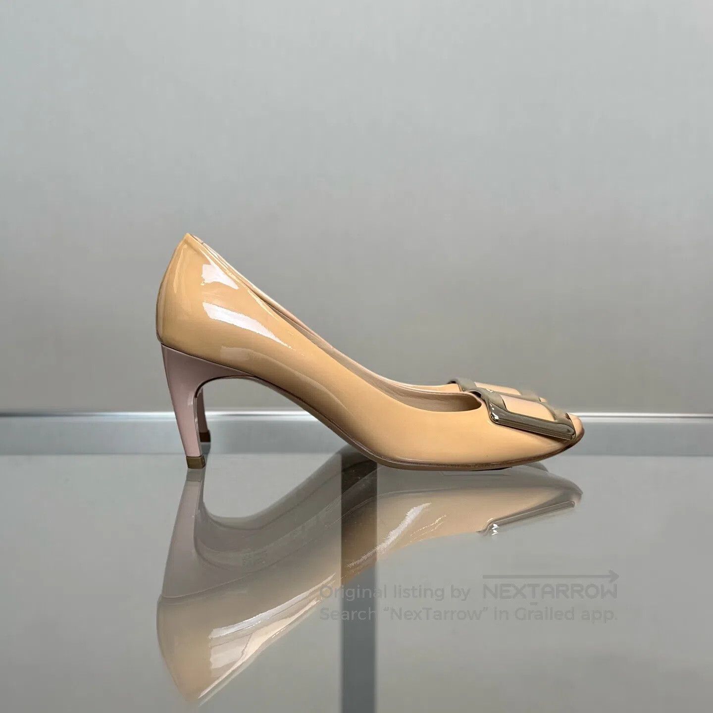 Roger Vivier Roger Vivier Square-toed, nude-colored painted leather hig Size US 5 / IT 35 - 5 Thumbnail