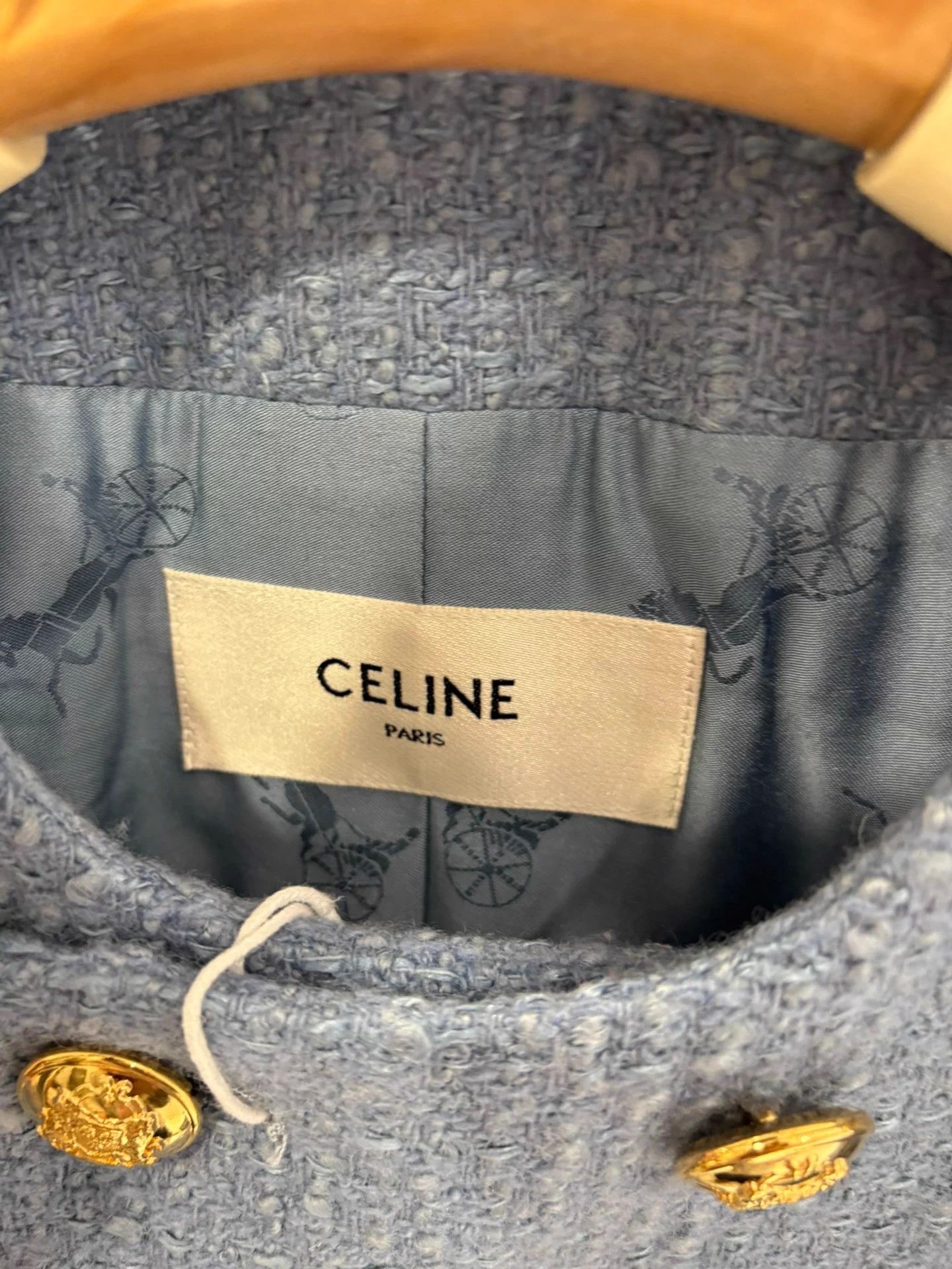 Celine Celine Mist Blue Wool Tweed Double-Breasted Coat New Size XS / US 0-2 / IT 36-38 - 2 Thumbnail