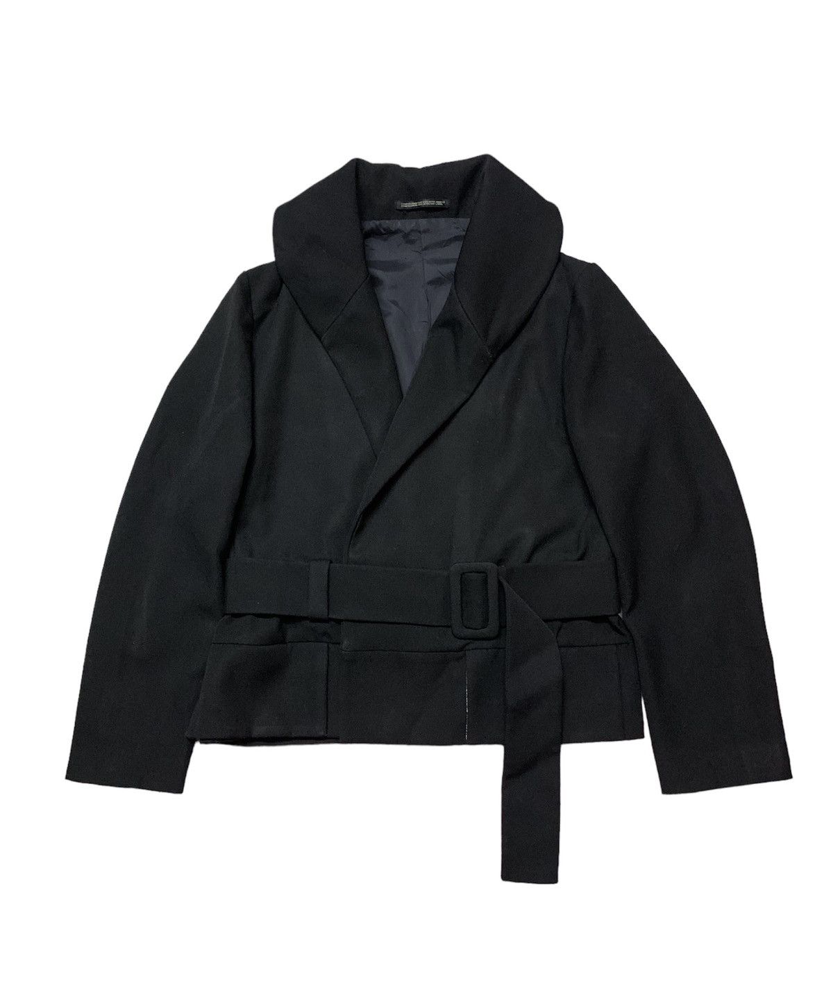 Yohji Yamamoto Signature Label Cropped Shawl Collar Wool