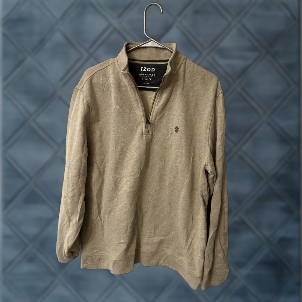 Izod Izod Advantage Performance Solid 1/4 Zip Pullover Long Sleeve L Beige Men Size US L / EU 52-54 / 3 - 1 Thumbnail