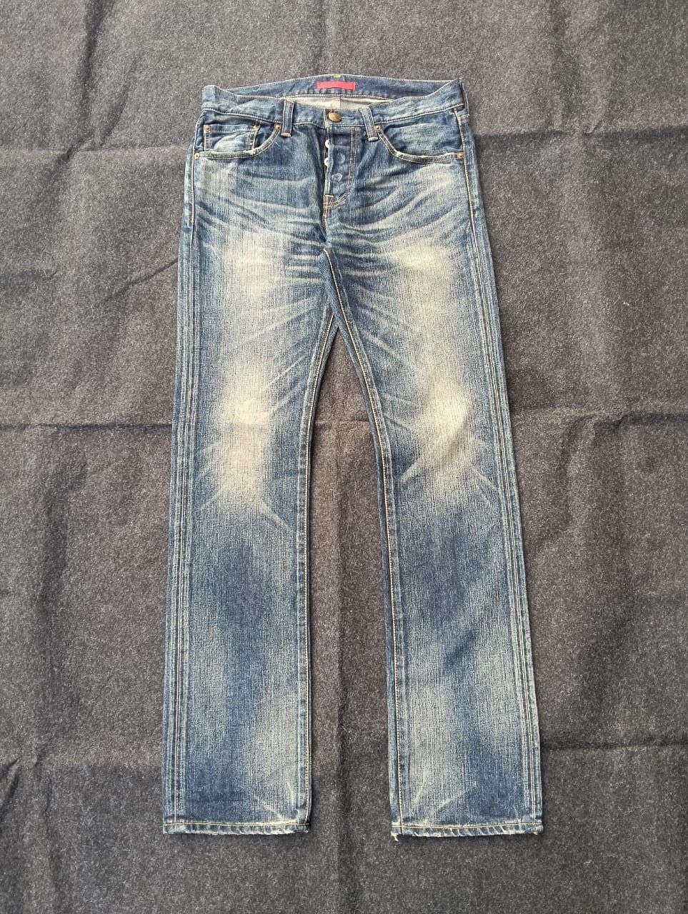 💥 Crazy faded Red Card Japanese Denim.