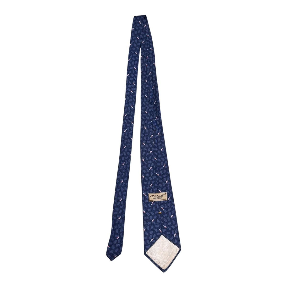 Givenchy Givenchy Monsieur Silk Patterned Geometric Blue Tie 55x3.5 Size ONE SIZE - 4 Thumbnail