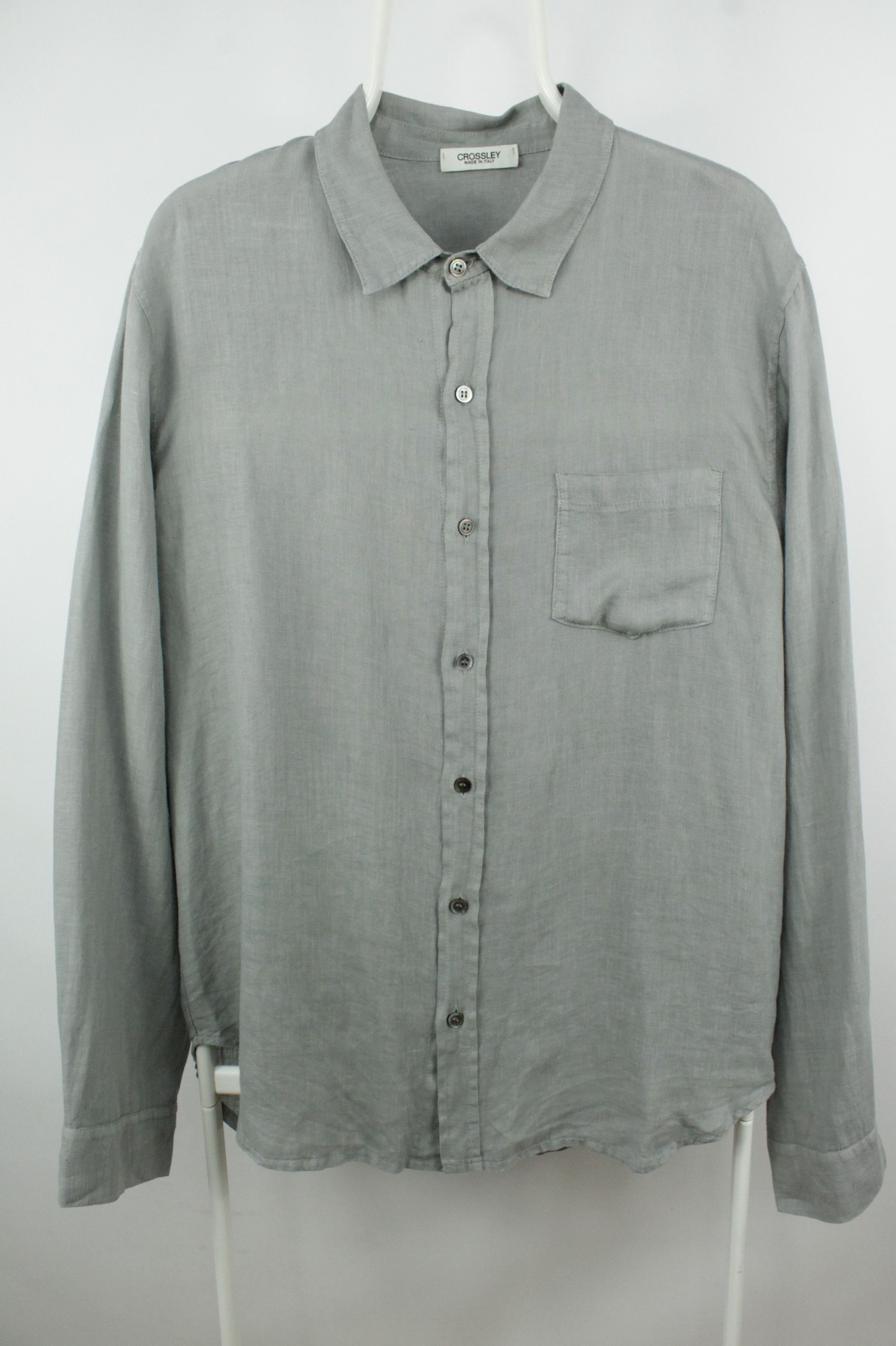 Crossley Crossley Relax Fit Light Gray Linen Casual Shirt Men's Size US M / EU 48-50 / 2 - 1 Thumbnail