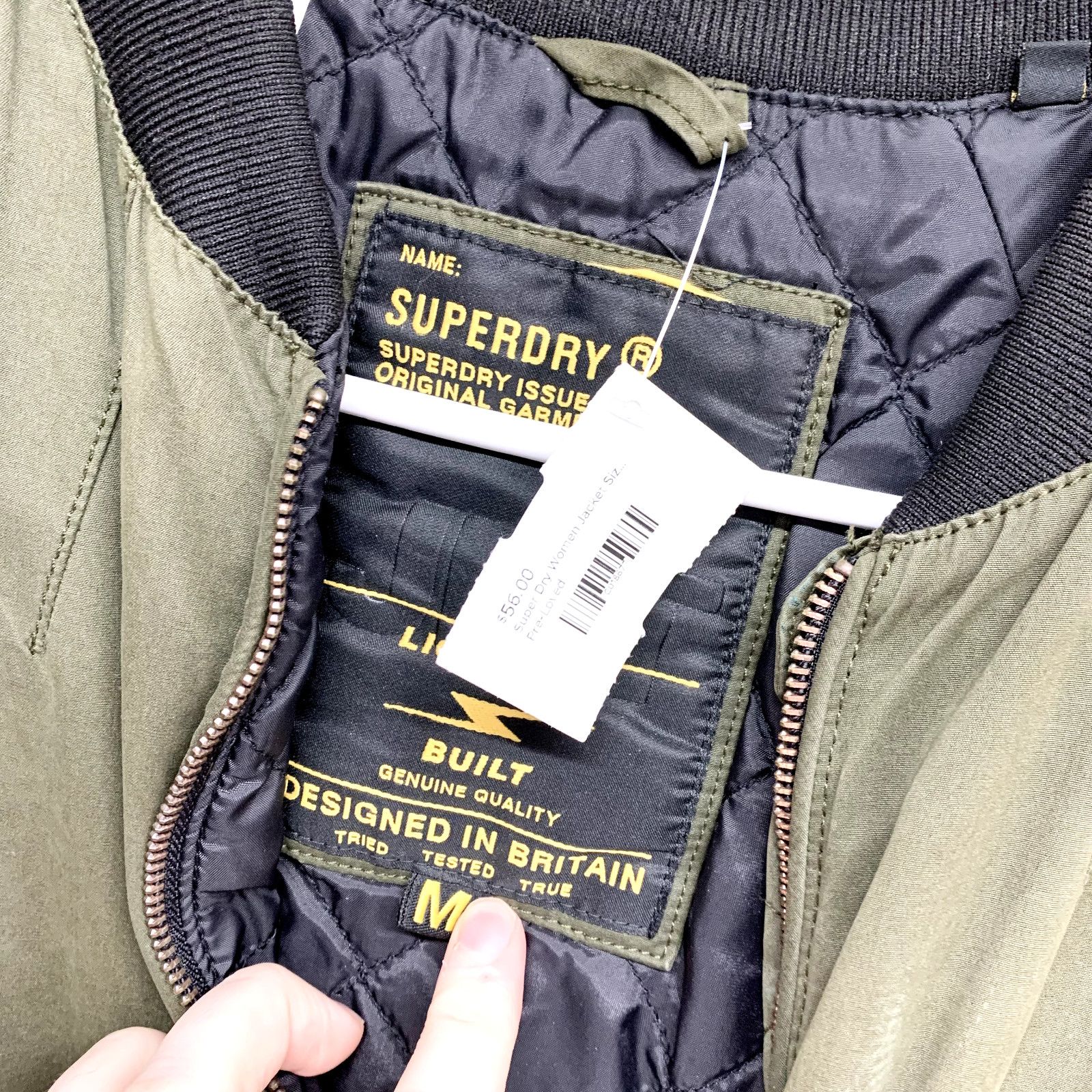 Superdry Superdry MS Khaki Full Zip Hunter Green Bomber Jacket Coat Size M / US 6-8 / IT 42-44 - 2 Thumbnail