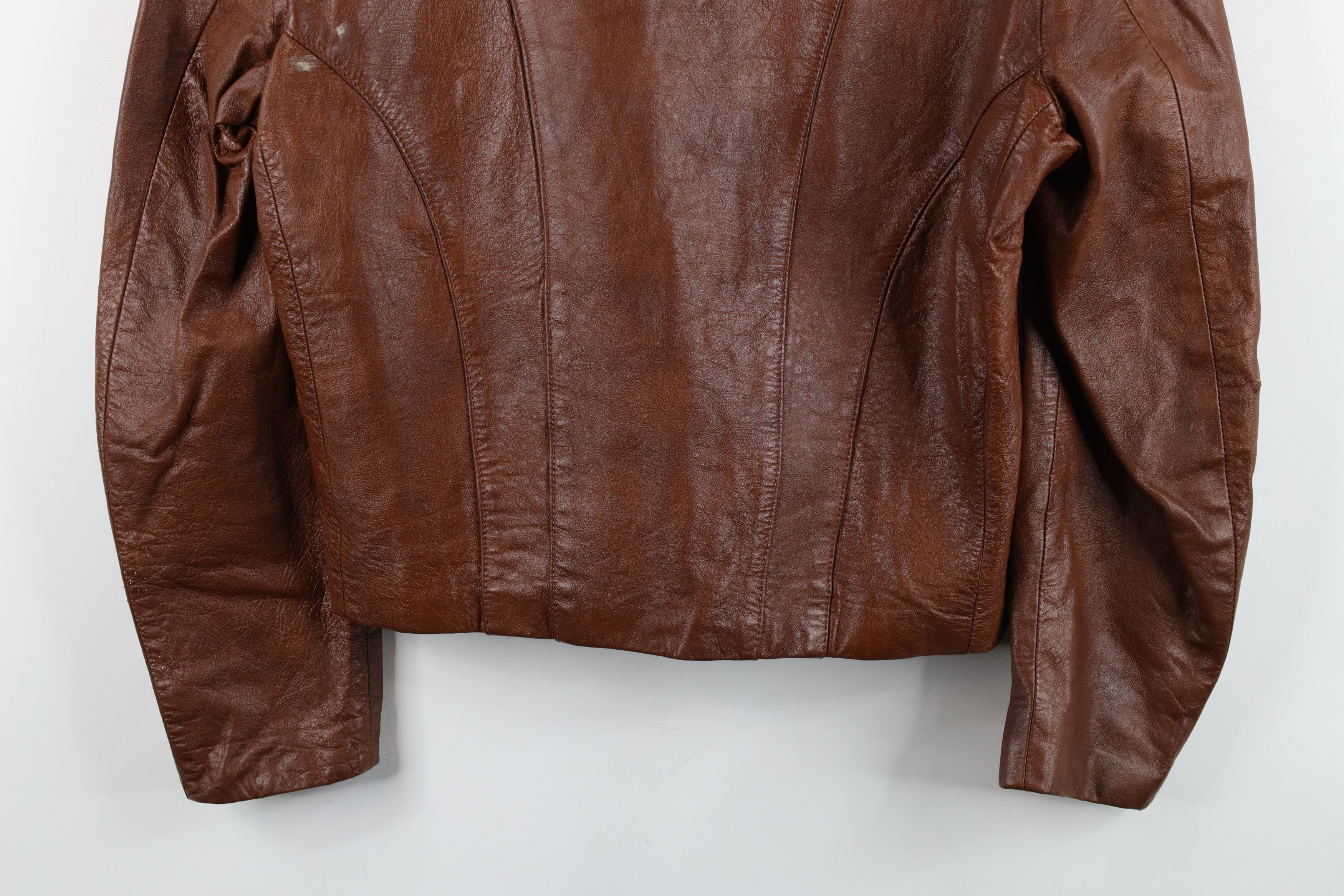 Vintage Vintage 60s 70s Streetwear Leather Full Zip Jacket Brown Size US XXL / EU 58 / 5 - 17 Thumbnail