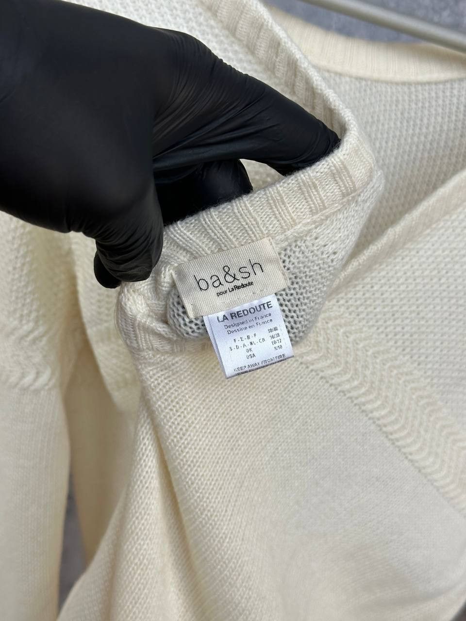ba&sh ba&sh Cream V-Neck Knit Sweater Wool Cashmere Blend Size M / US 6-8 / IT 42-44 - 9 Thumbnail
