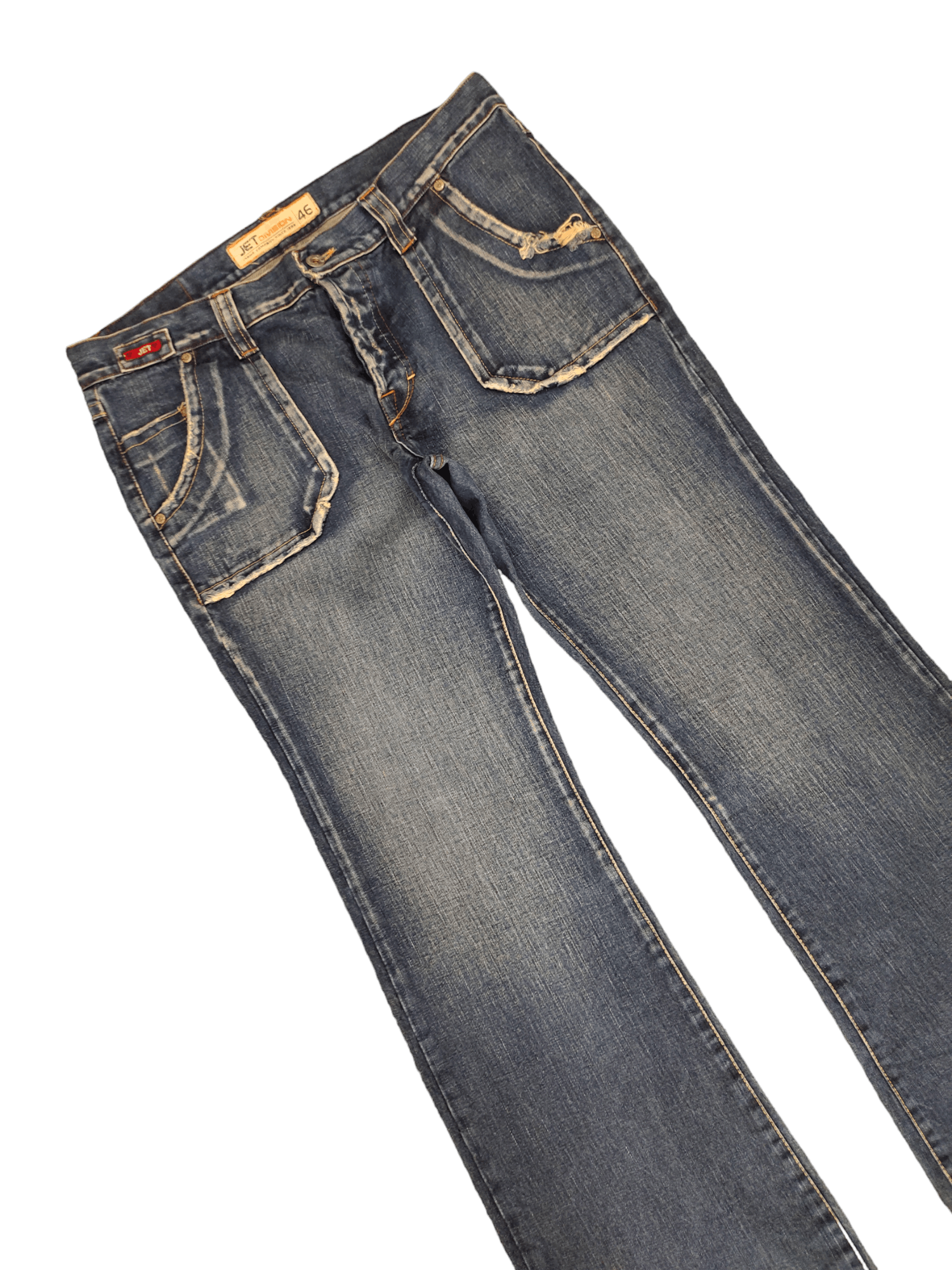 If Six Was Nine Flare Baggy Jeans Jet Division Distress Faded Denim Boot Cut Size US 35 - 6 Thumbnail