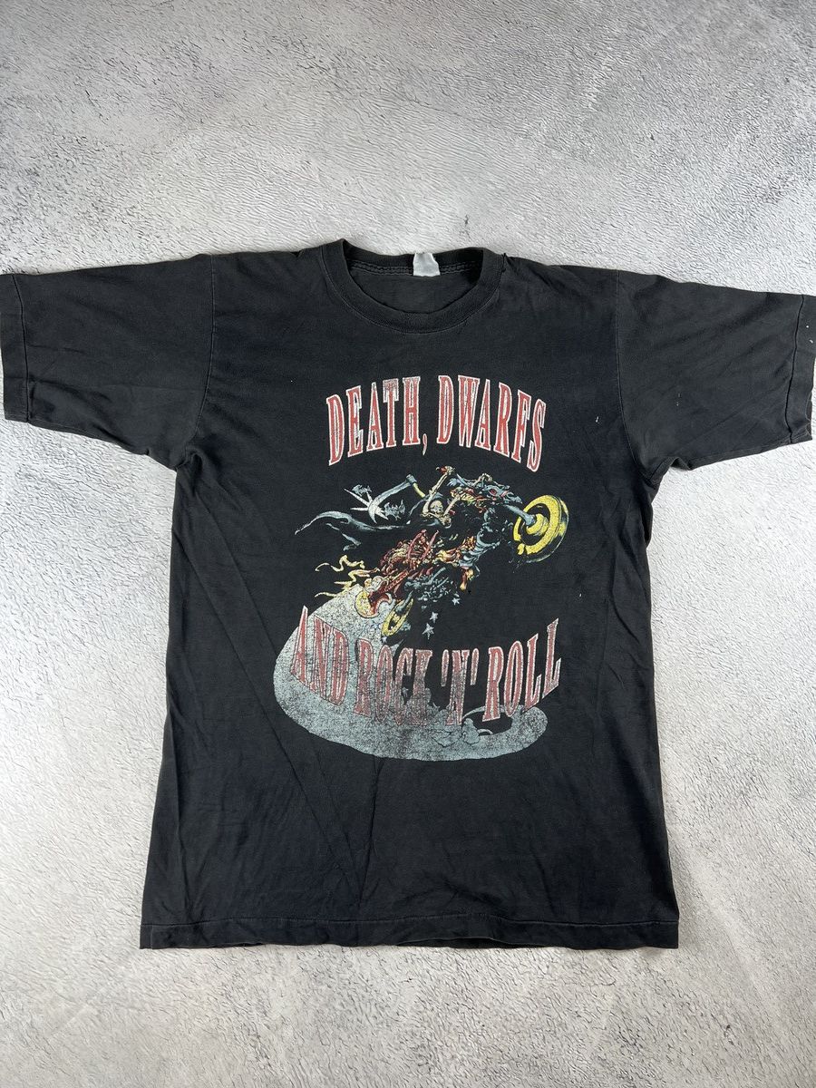 Band Tees Rare Vintage 90s Terry Pratchett Skull rider Death Dwarfs Size US XL / EU 56 / 4 - 1 Thumbnail