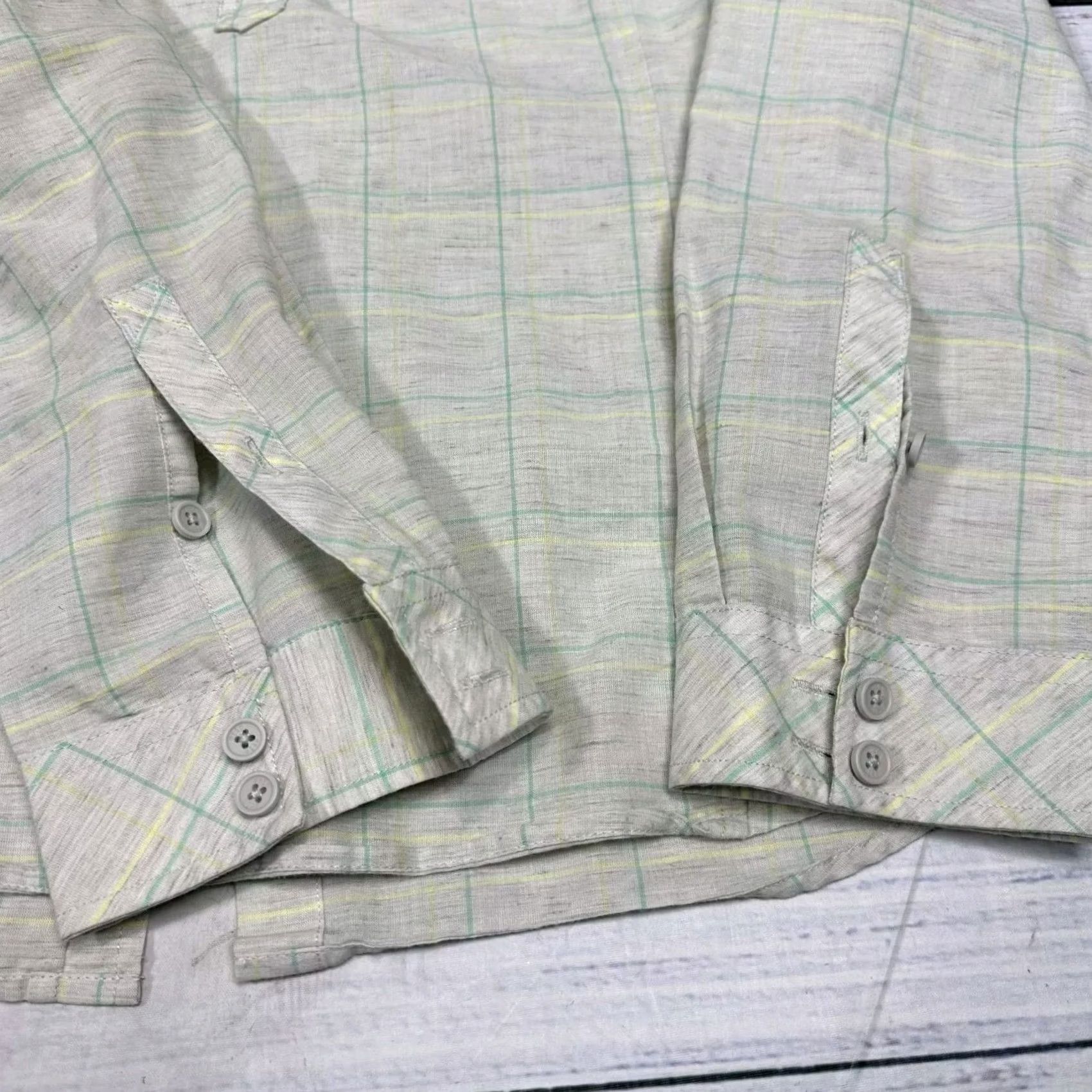 Vintage Stio Shirt Beige Green Plaid Long Sleeve 1/2 Buttons Casual Women's M Size M / US 6-8 / IT 42-44 - 6 Thumbnail