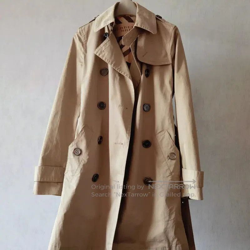 Burberry Women's Khaki Long Trench Coat.