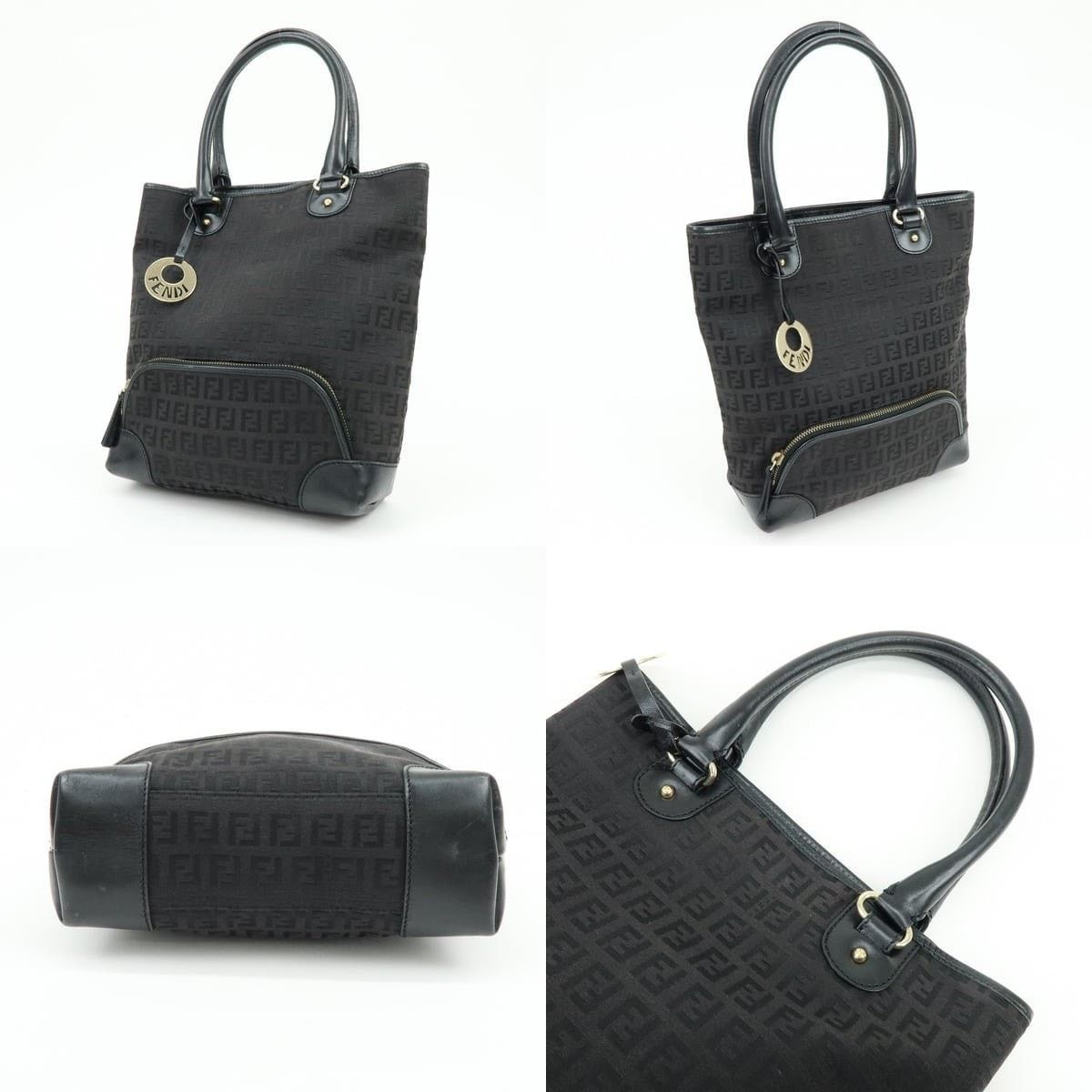 Fendi Fendi Zucchino & Leather Tote Black Size ONE SIZE - 3 Thumbnail