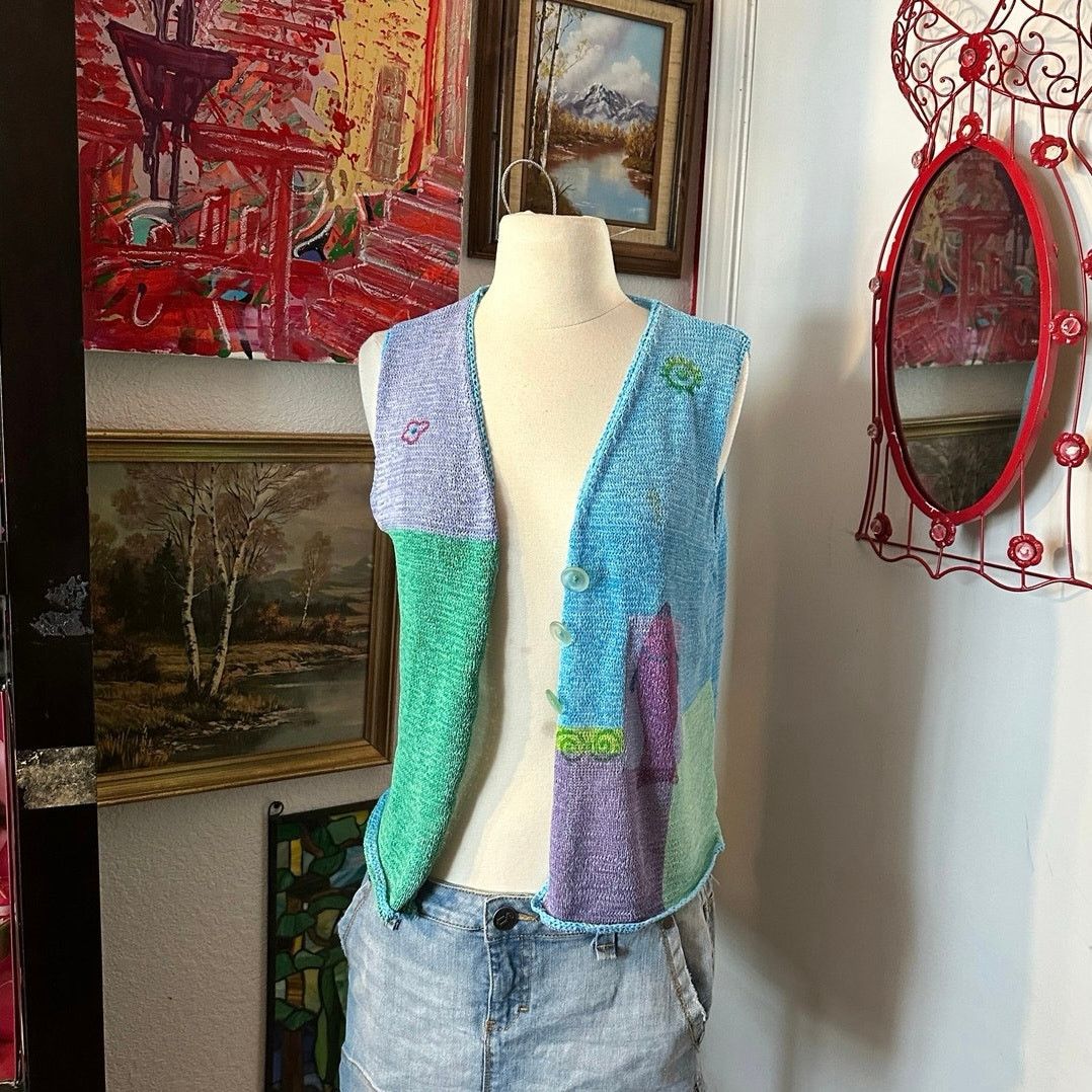 Northern Isles stained northern isles fish knit button up vest Size M / US 6-8 / IT 42-44 - 1 Thumbnail