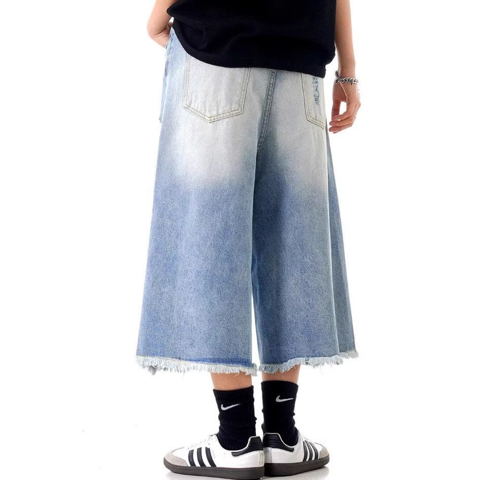 Japanese Brand Retro loose ripped denim shorts Size US 32 / EU 48 - 4 Thumbnail