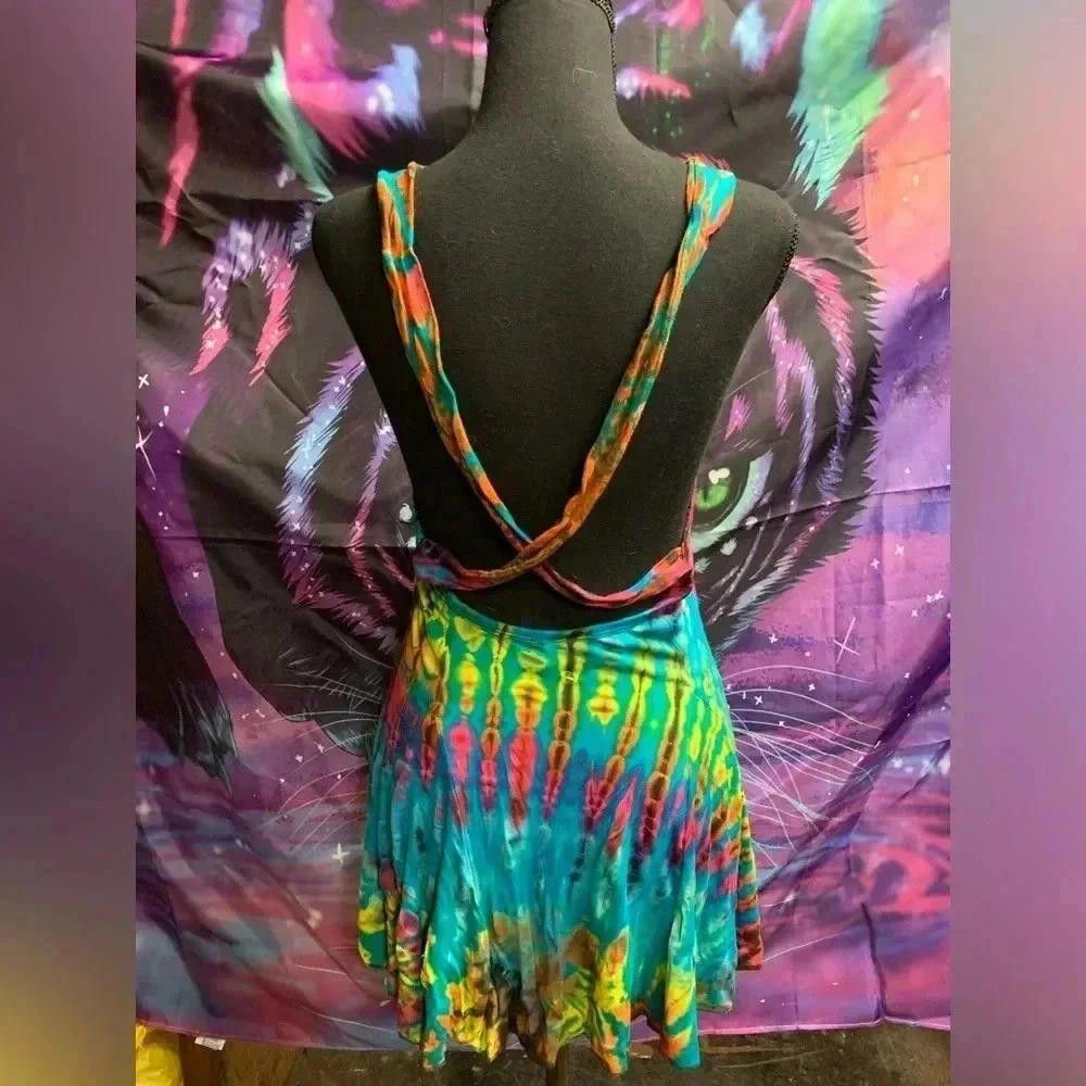 Designer Vibrant Tie-Dye Swing Dress Size M / US 6-8 / IT 42-44 - 2 Thumbnail