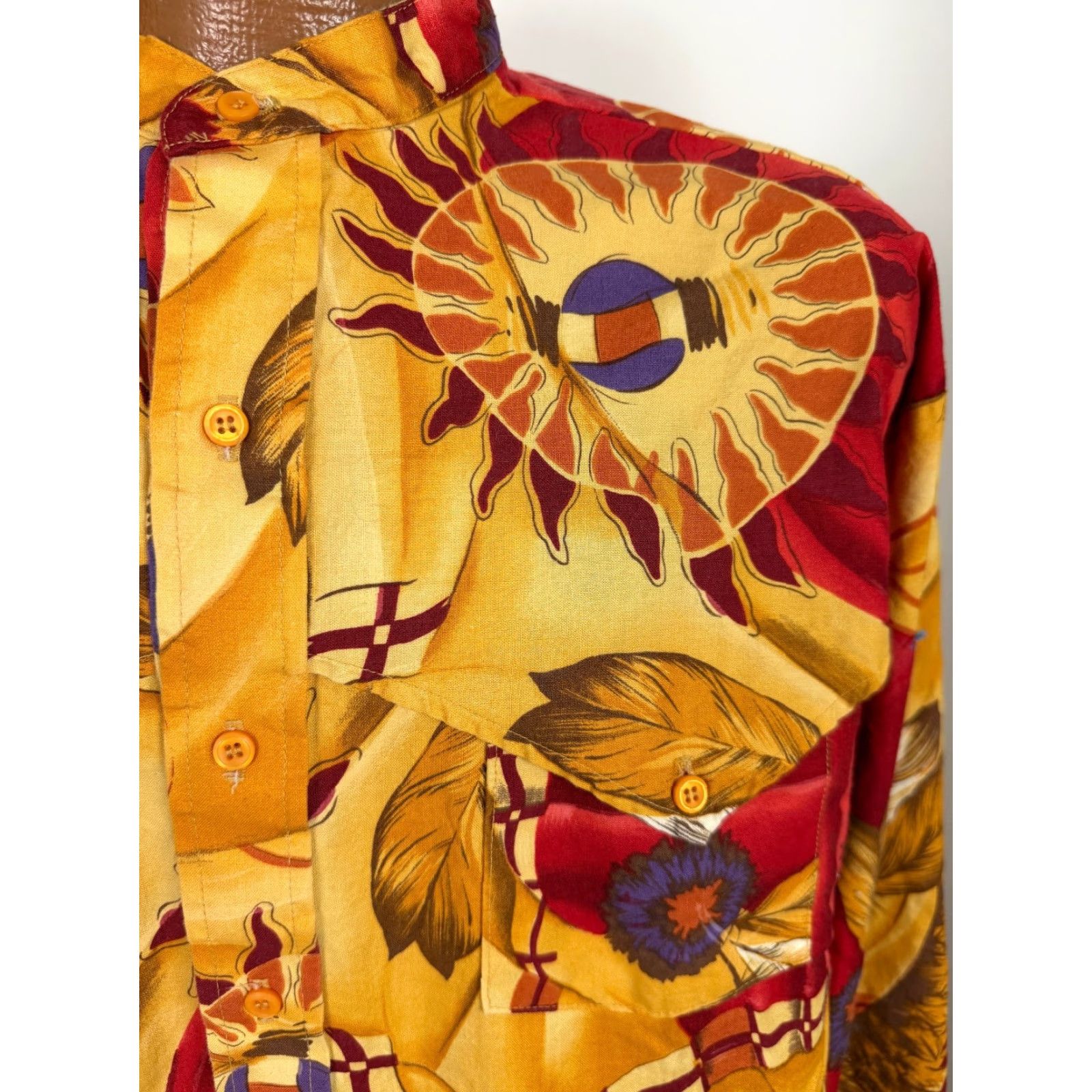 Vintage VINTAGE Panhandle Slim Shirt Band Collar Western 90s Men L Yellow Cotton Button-Up Pockets Mens Size US L / EU 52-54 / 3 - 3 Thumbnail