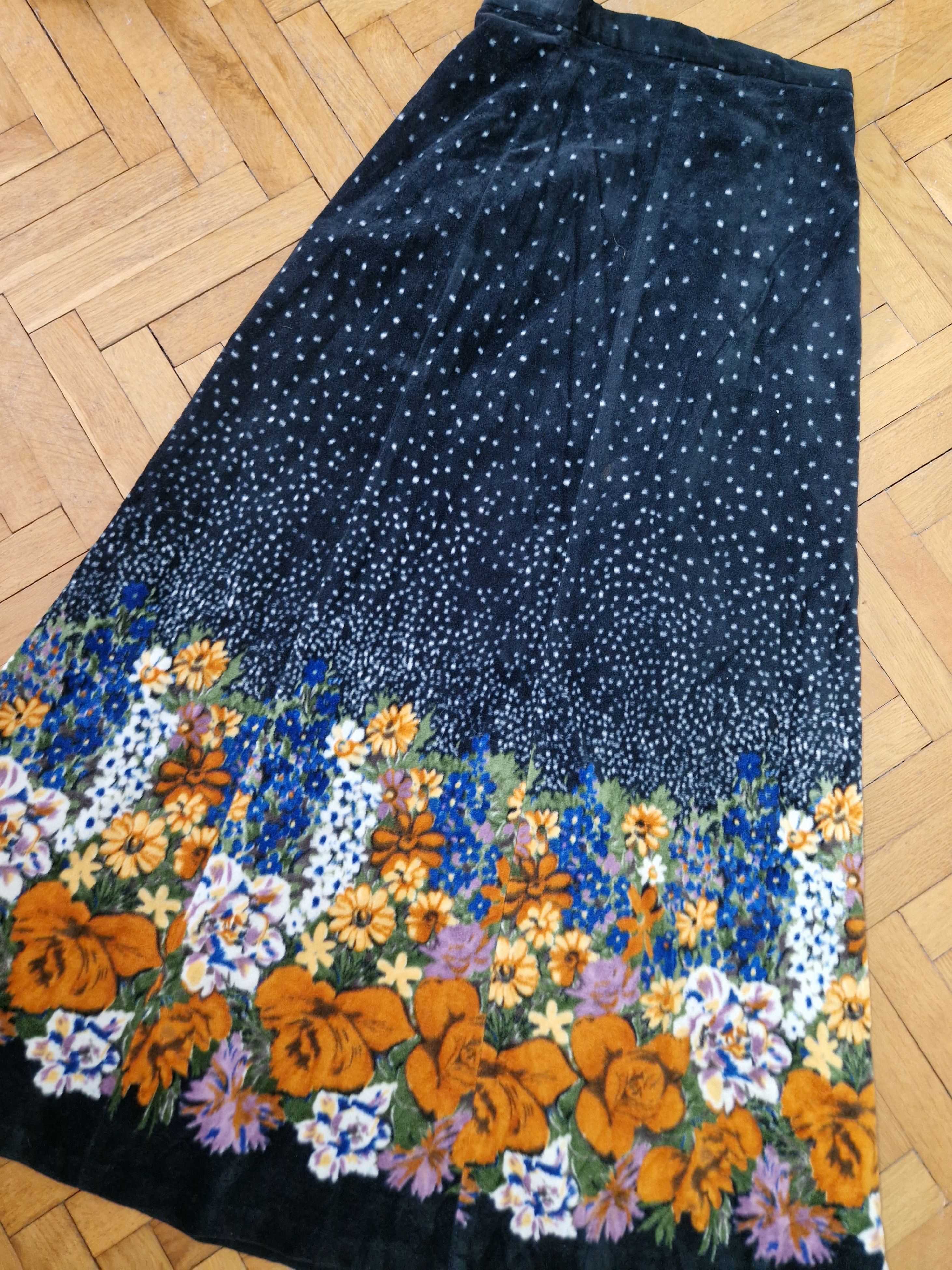 Japanese Brand × Vintage floral velvet maxi skirt vintage y2k japanese kenzo Size 26" / US 2 / IT 38 - 3 Thumbnail