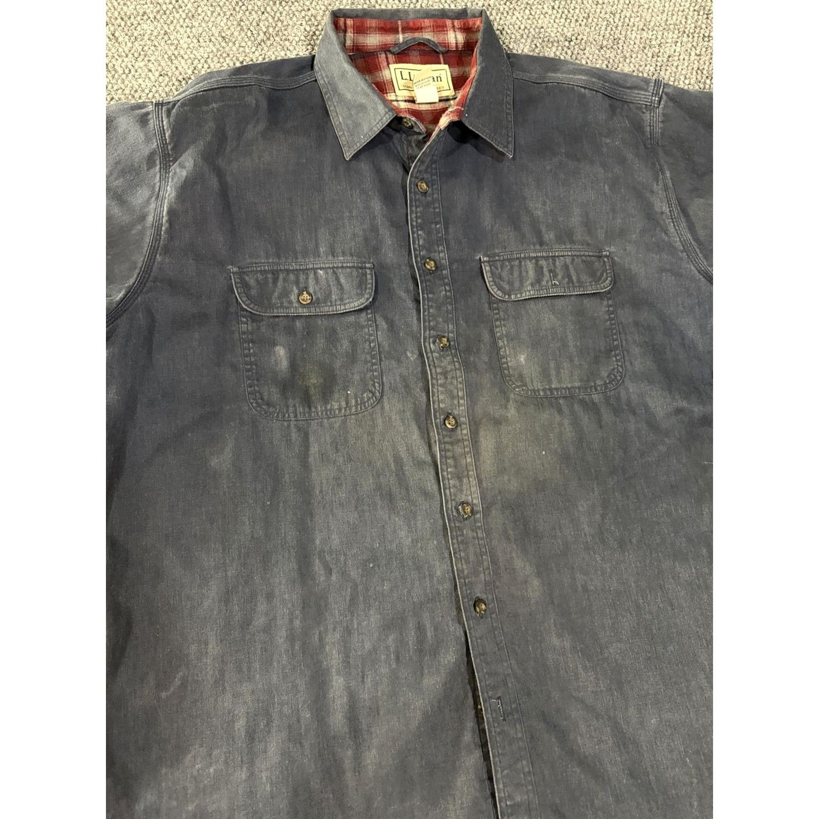 Vintage VINTAGE L.L.Bean Shirt Mens 2XL Blue Denim Flannel Lined Button Front Long Sleeve Casual Size US XXL / EU 58 / 5 - 5 Thumbnail