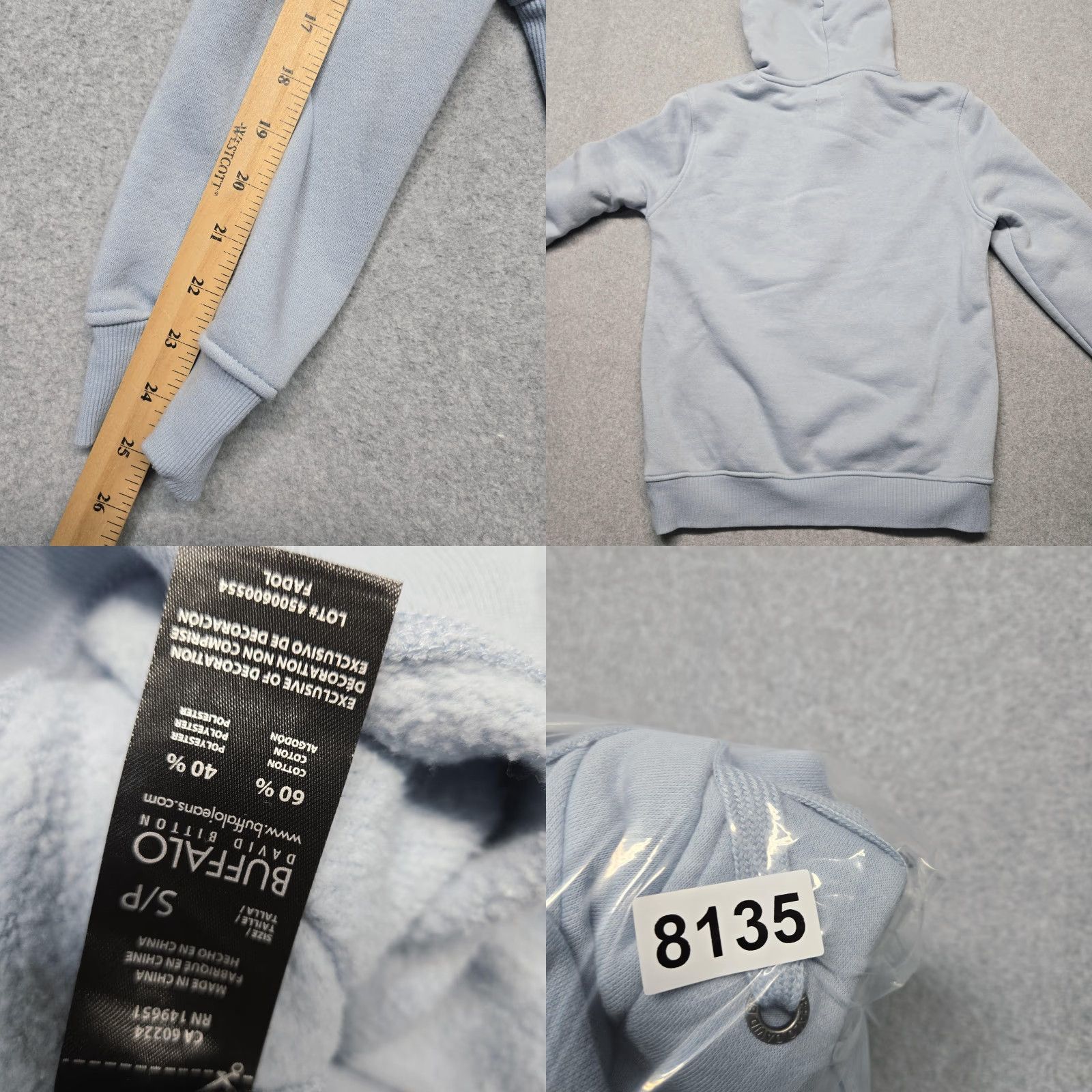 Buffalo David Bitton Buffalo David Bitton Hoodie Mens S Blue Pullover Fleece Embossed Logo Drawstring Size US S / EU 44-46 / 1 - 10 Thumbnail