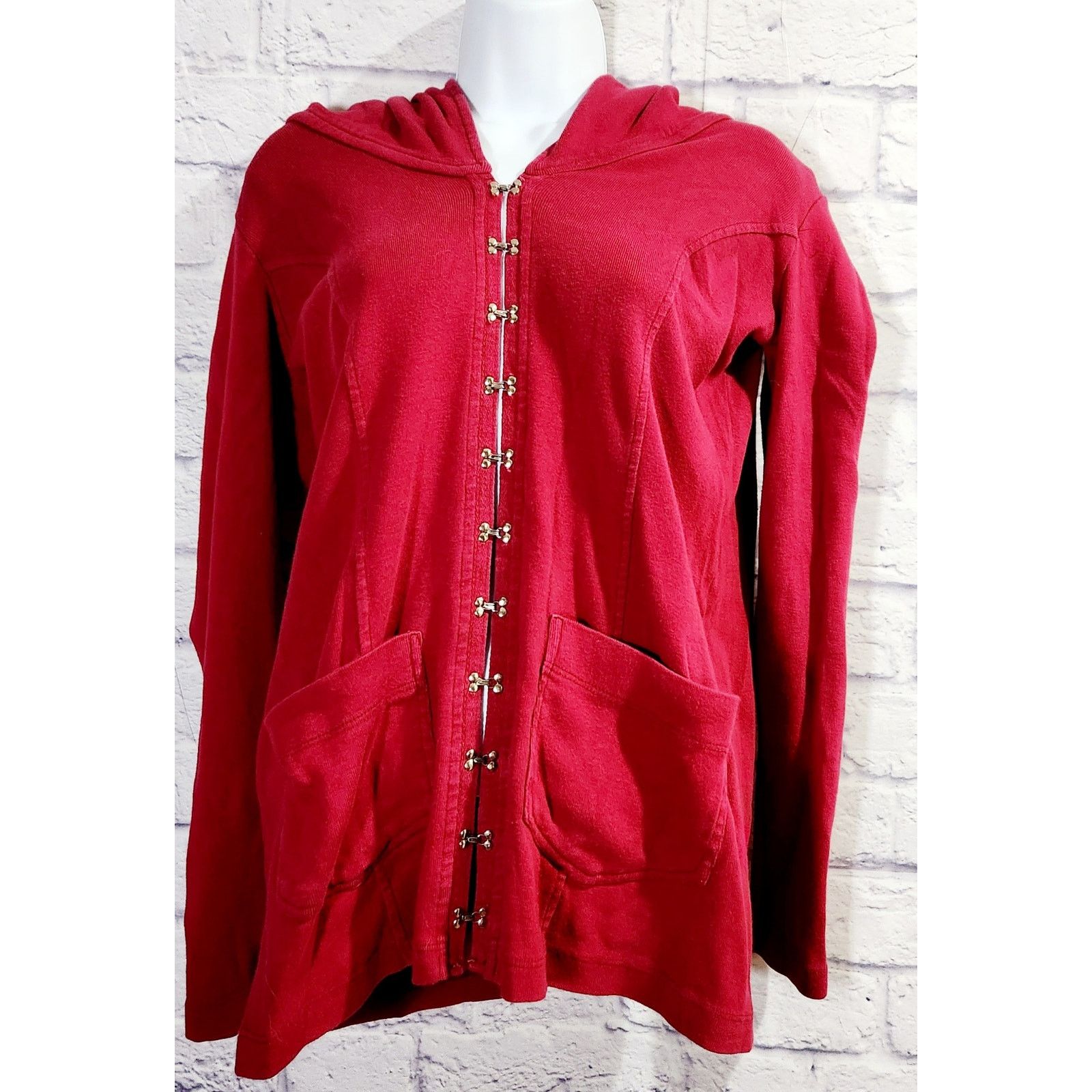Other Barbara Lesser Burgundy Hooded Hook & Eye Cardigan Small Size S / US 4 / IT 40 - 1 Thumbnail