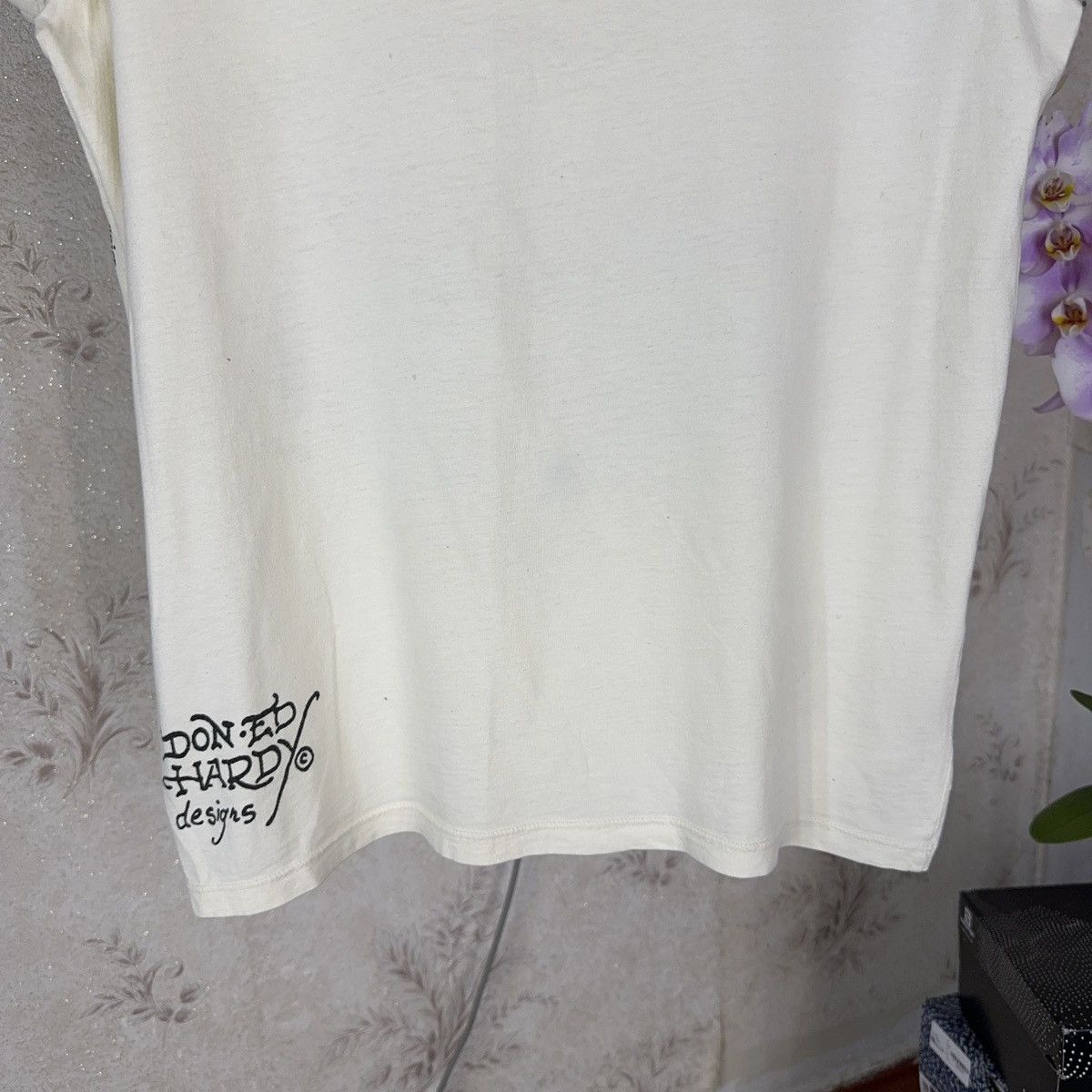 Christian Audigier × Ed Hardy × Vintage Vintage Ed Hardy T shirt by Chirstian Audiger Beige Love Kil Size US M / EU 48-50 / 2 - 17 Thumbnail