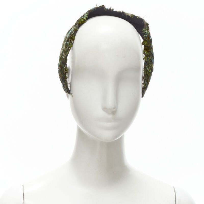 Other JENNIFER OUELLETTE Lot of 2 green peacock feather black sequins wide headband Size ONE SIZE - 1 Thumbnail