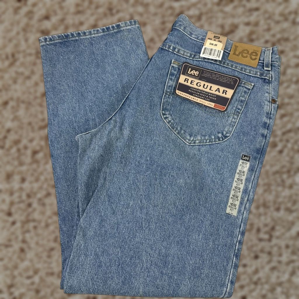 Lee VINTAGE LEE Jeans Regular Fit Straight Leg Stone Wash 40x32 Blue NWT Mens Jeans Size US 40 / EU 56 - 1 Thumbnail