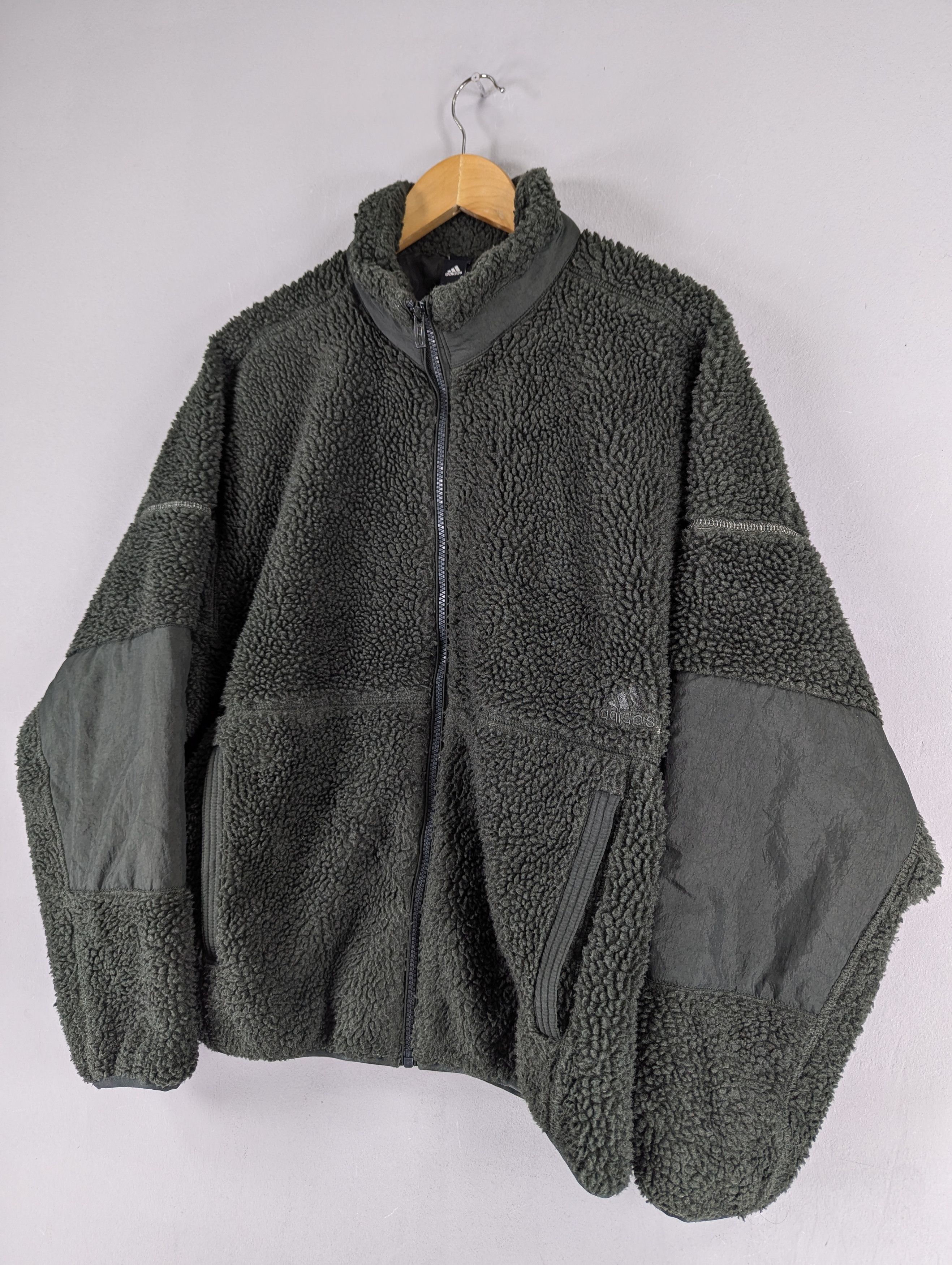 Adidas Adidas Three Stripes Sherpa Fleece Boa Boxy Zipper Jacket Size US L / EU 52-54 / 3 - 2 Thumbnail