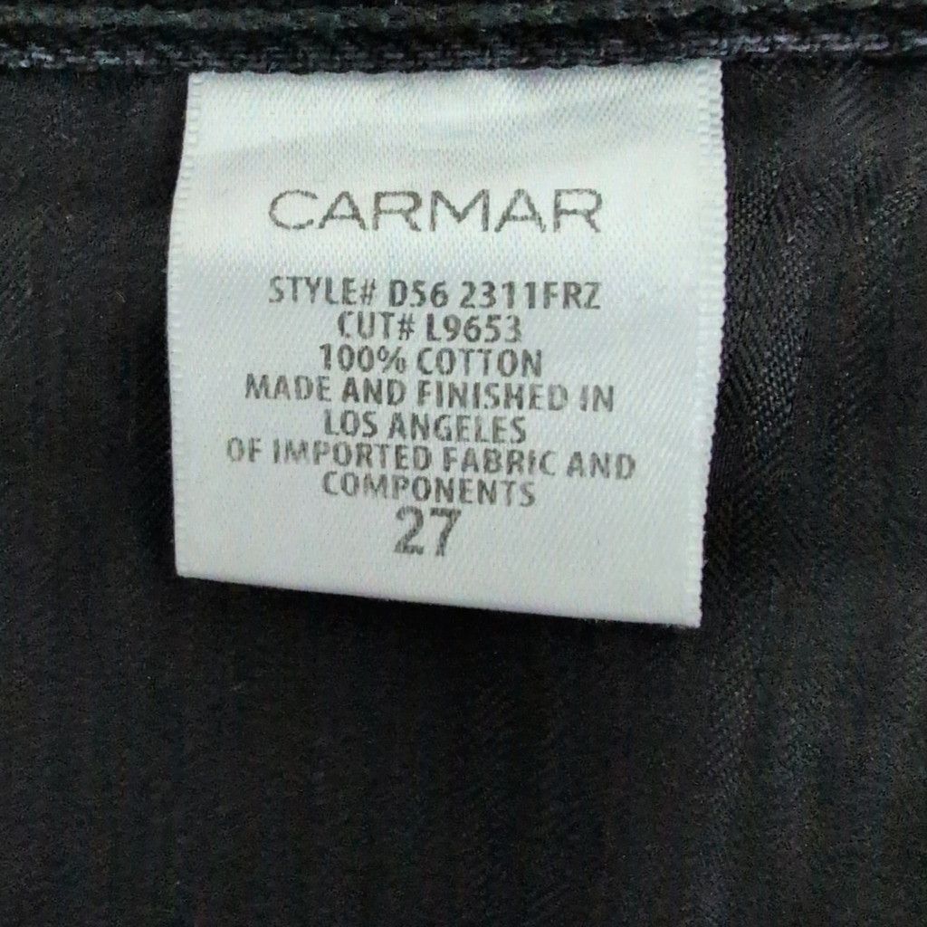 Designer Carmar Front Zip Black Denim Skirt Size 27 Size 27" / US 4 / IT 40 - 2 Thumbnail