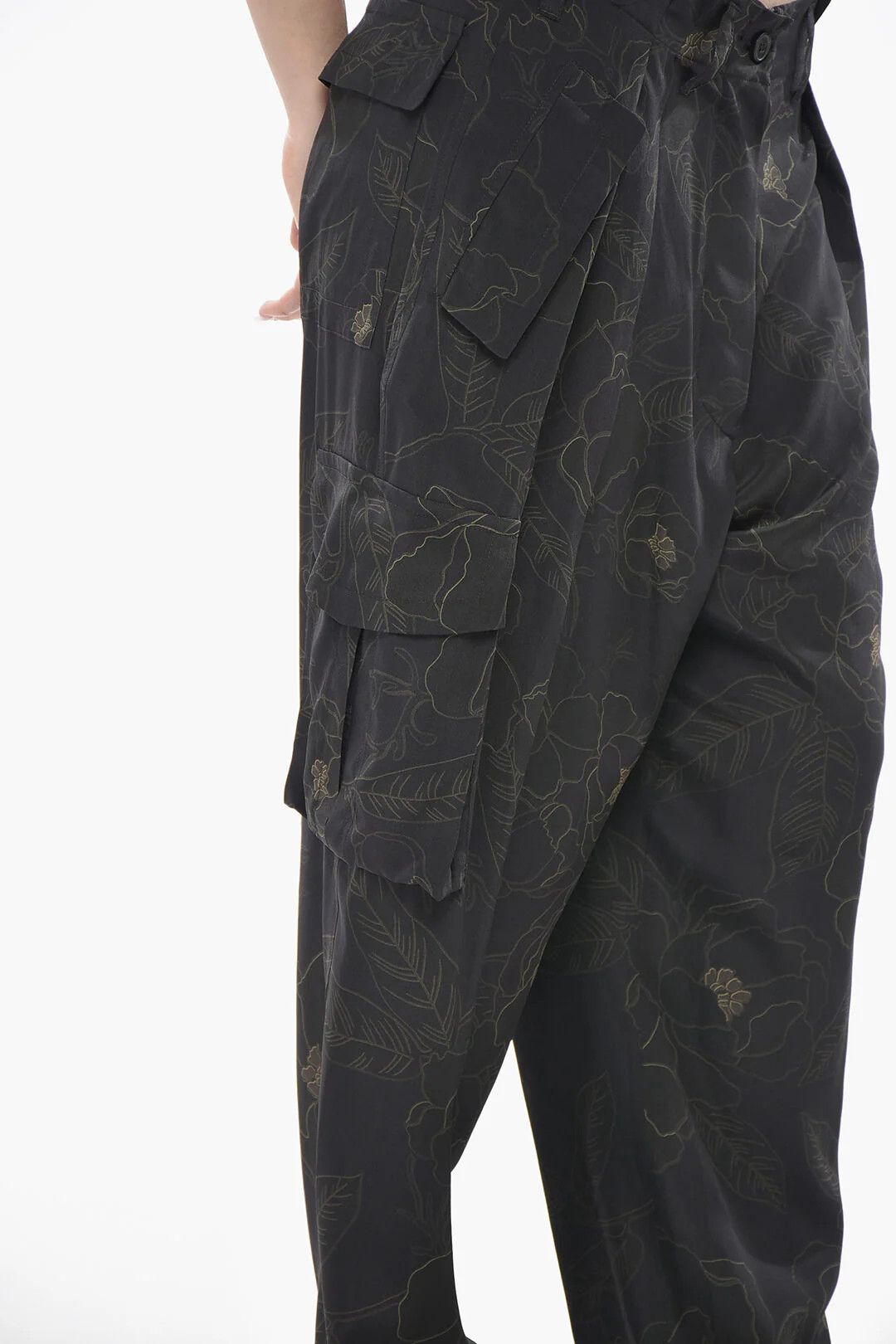 Dries Van Noten og1mm0426 Silk Cargo Pant in Black Size 28" / US 6 / IT 42 - 3 Thumbnail