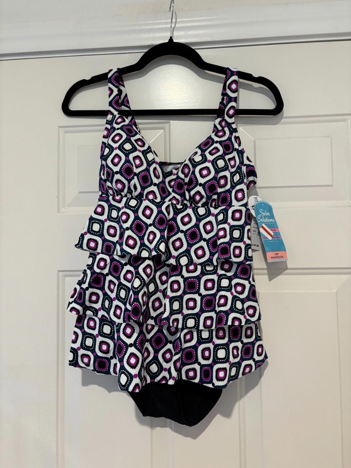 Designer Women's swimsuit Swim Solutions size 10D cup purple/white#69 Size ONE SIZE - 1 Thumbnail