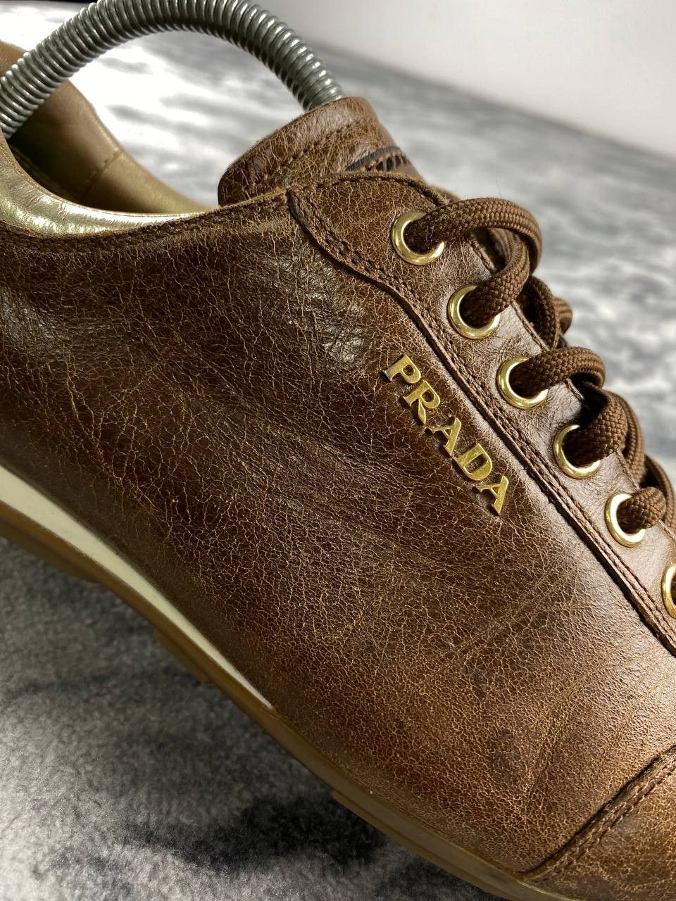 Prada Vintage Prada Leather Trainers Sneakers Women Size 36 Brown Size US 6 / IT 36 - 7 Thumbnail