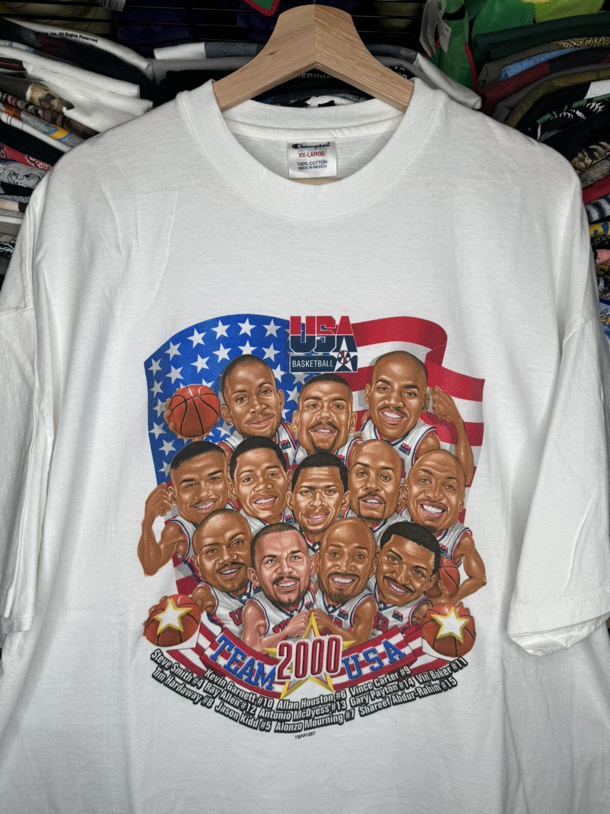 USA Olympics × Vintage Vintage 2000 Team USA Basketball Caricature XXL White Tee Size US XXL / EU 58 / 5 - 2 Thumbnail