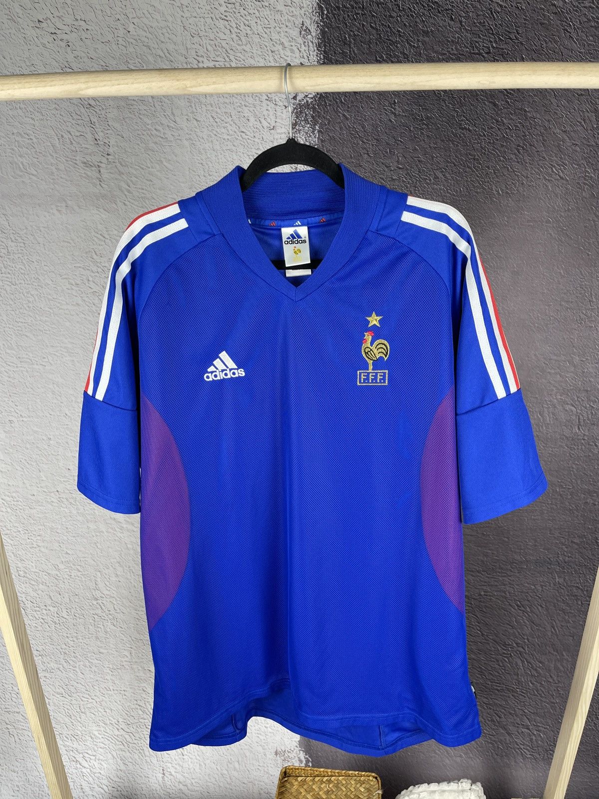 image of Adidas France 2002 2004 10 Zidane Home Soccer Jersey Shirt in Blue, Men's (Size XL)