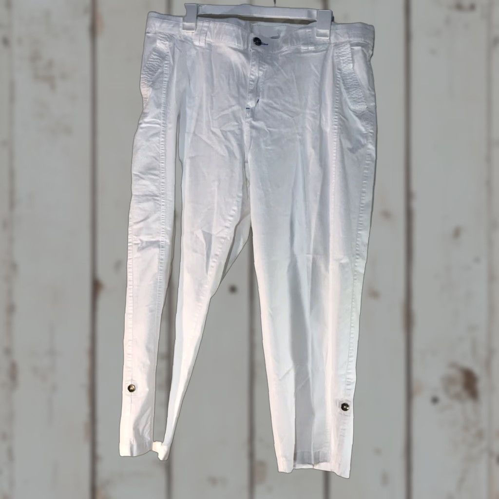 Vintage VINTAGE Rafaella Women's Cropped Pants Size 16 White 90s Casual Workwear Summer Size 38" / US 16 / IT 52 - 1 Thumbnail