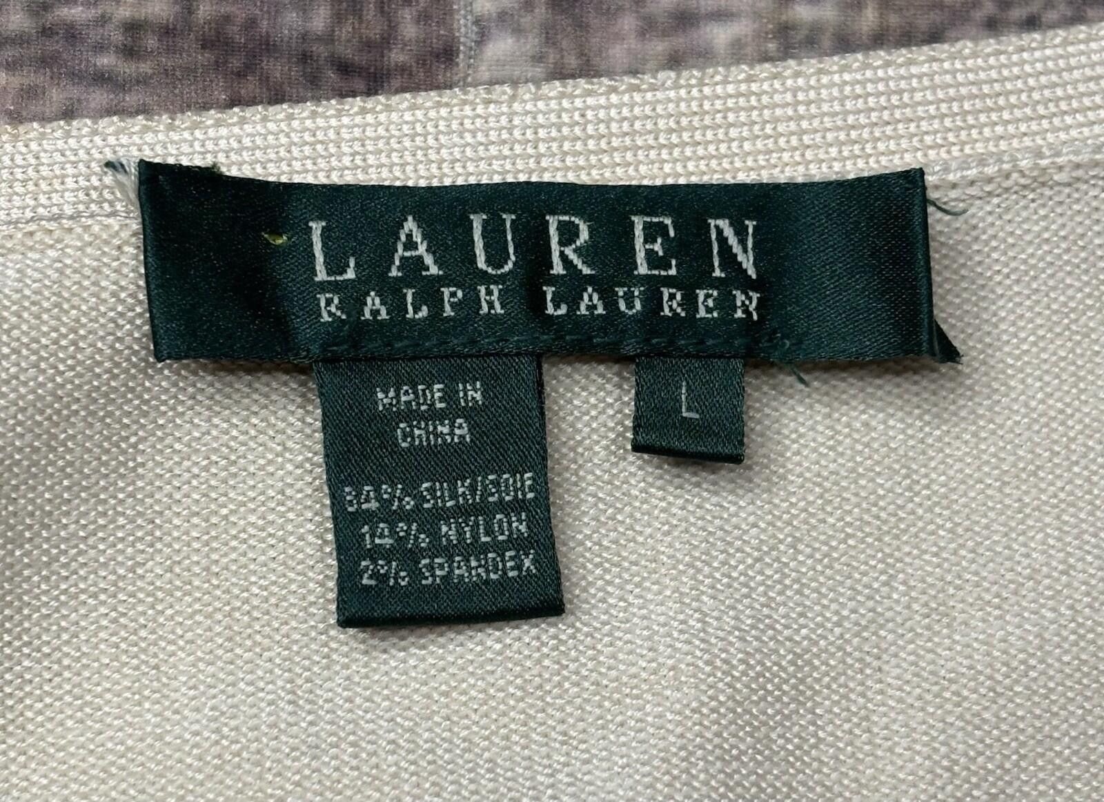 Lauren Ralph Lauren Lauren Ralph Lauren Cardigan Sweater L Silk Stretch Ivory Size L / US 10 / IT 46 - 2 Thumbnail