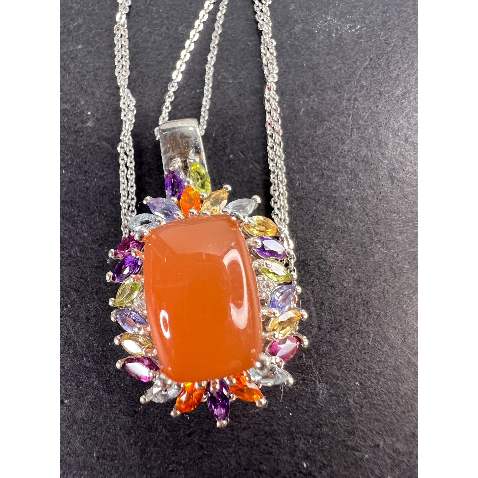 Other Peach moonstone necklace in platinum over sterling silver Size ONE SIZE - 2 Thumbnail