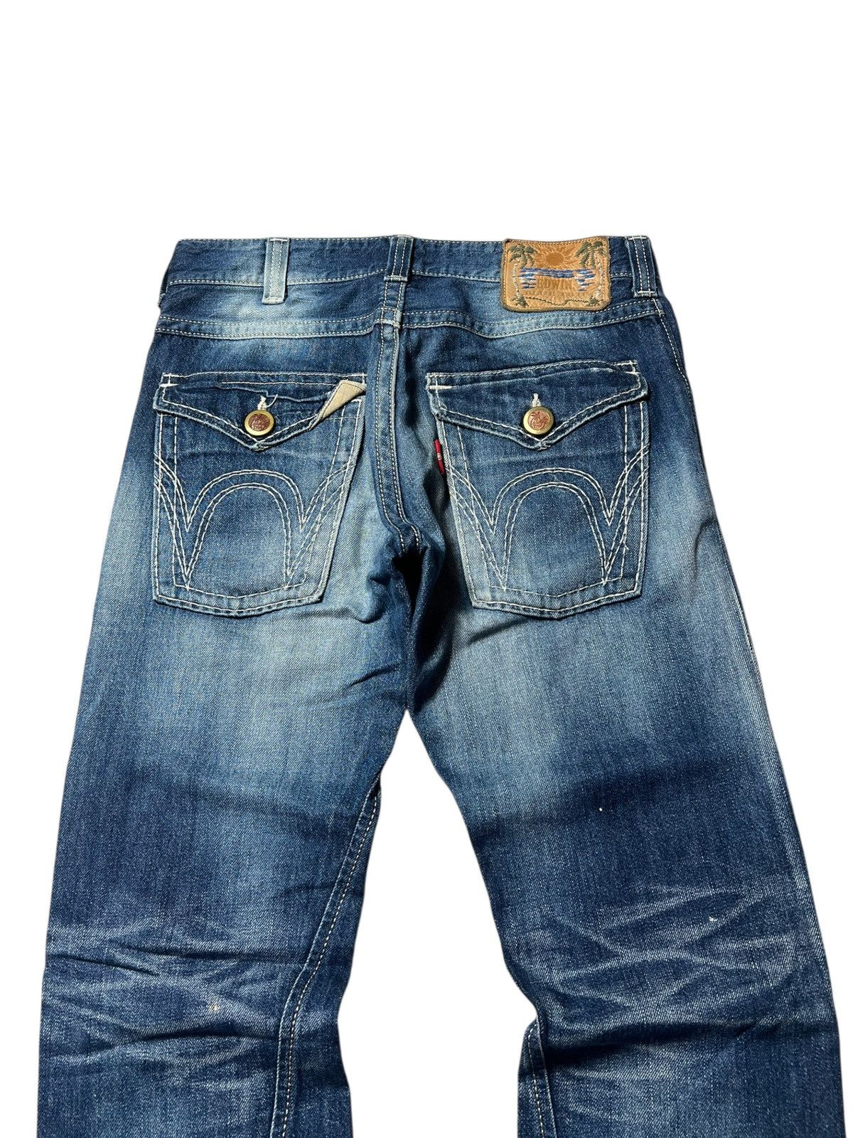 Edwin Vintage Edwin Blue Trip Destroyed Washed Flared Pants Size US 32 / EU 48 - 10 Thumbnail