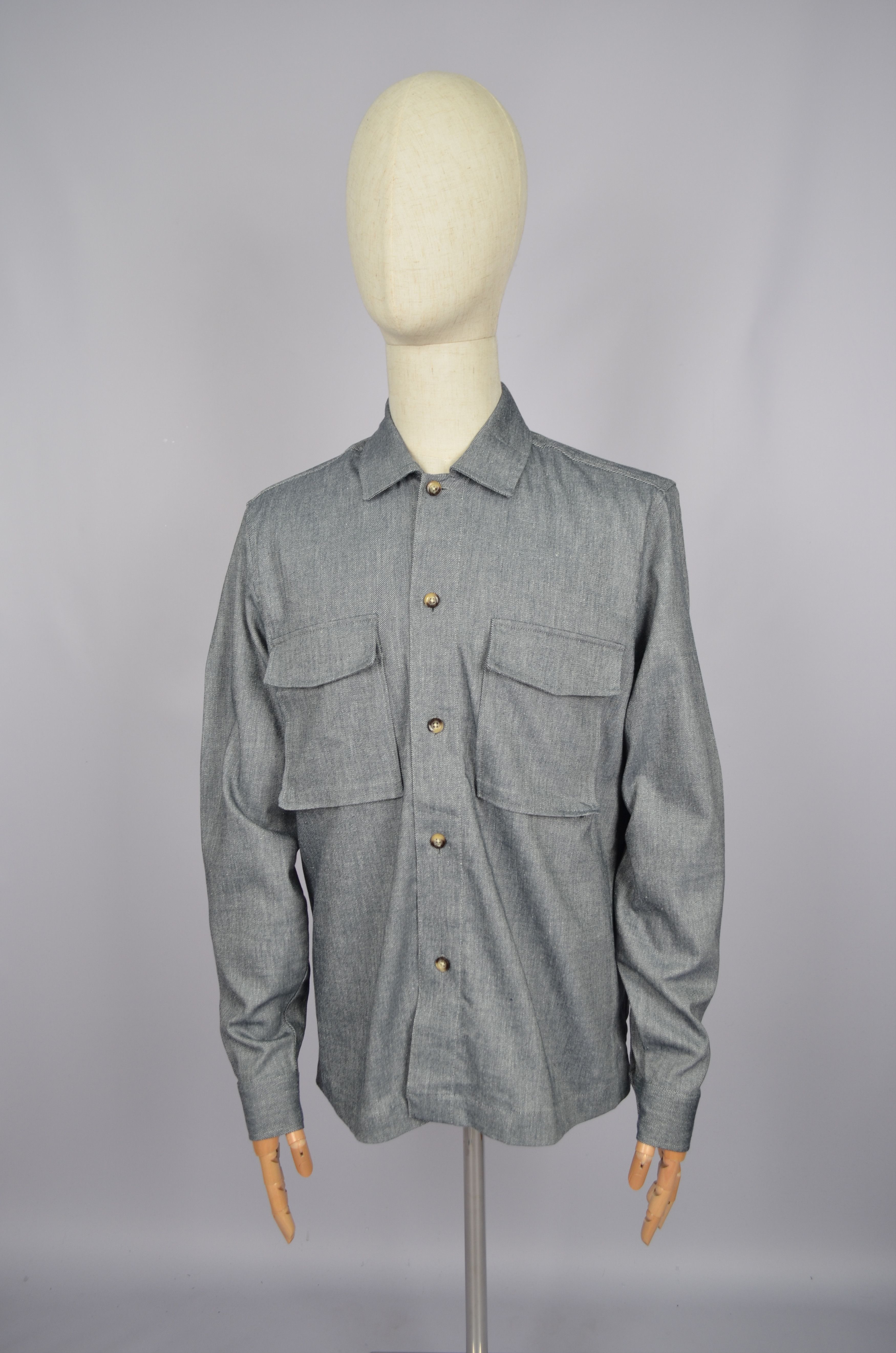 Designer × Reiss Reiss Habanero Chambray Twin Pocket Overshirt Inigo Size L Size US L / EU 52-54 / 3 - 2 Thumbnail