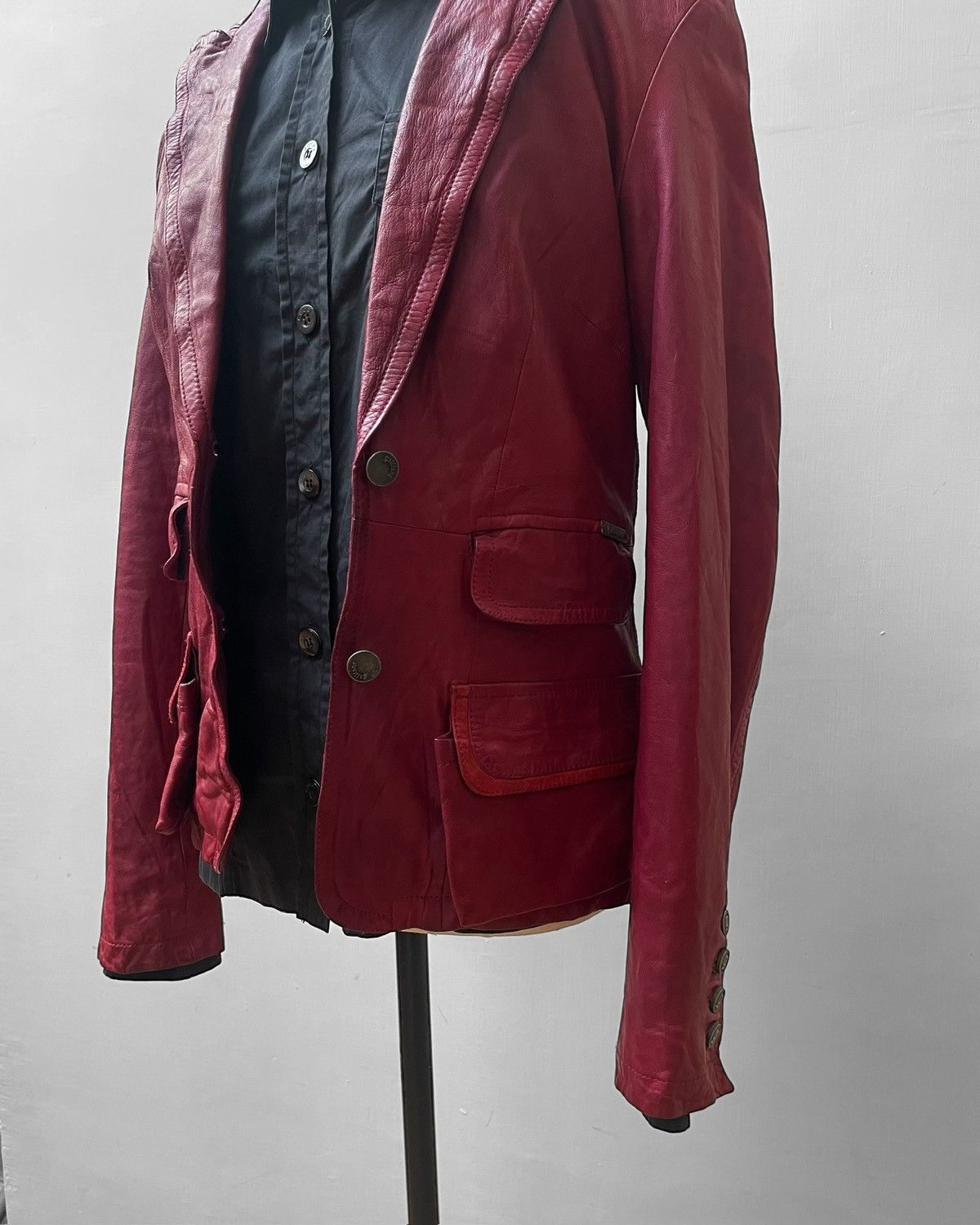 John Galliano Aw2007 Red Leather Cargo Blazer Size US S / EU 44-46 / 1 - 8 Thumbnail