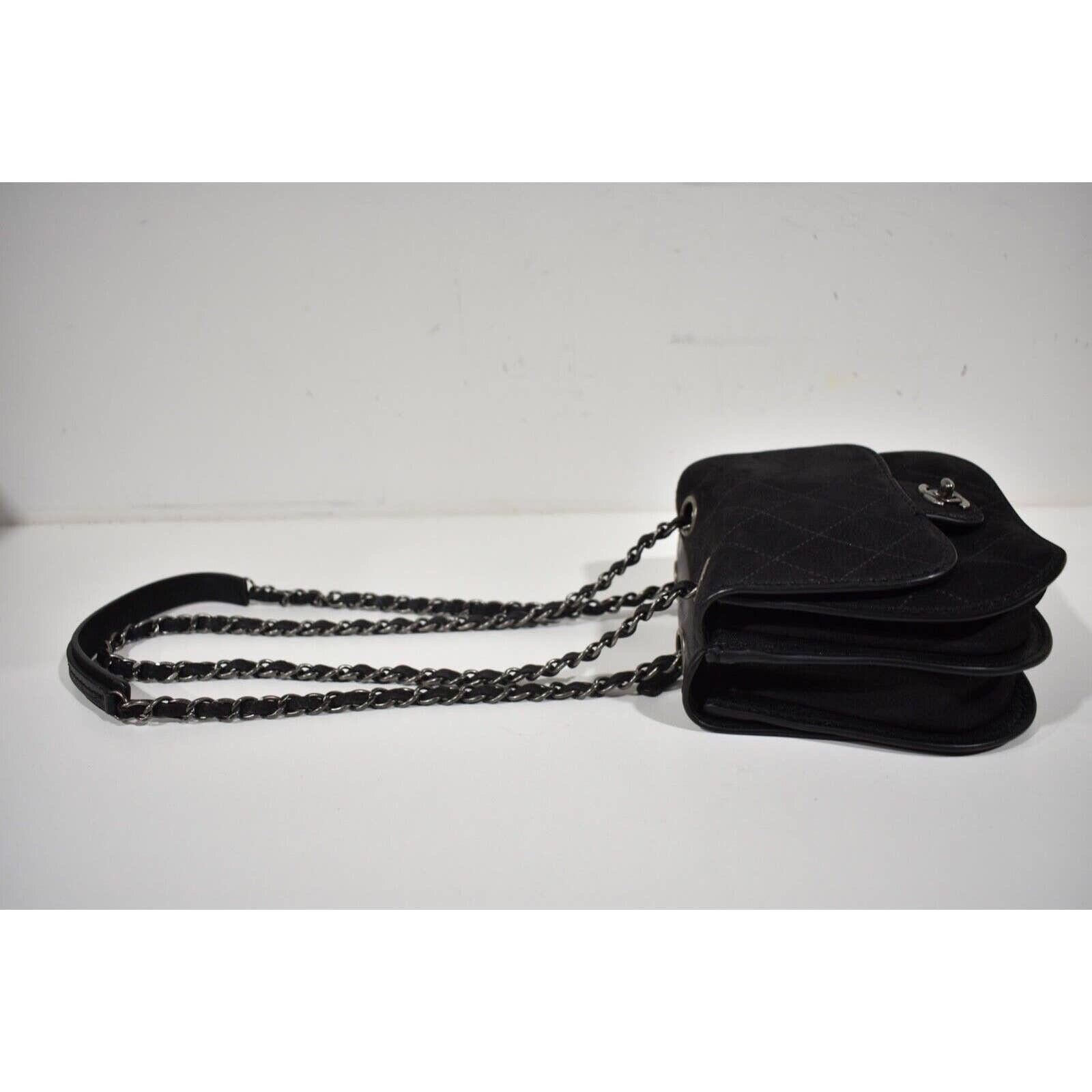 Chanel Chanel 13P Black Nubuck Mini Quilted Chain Crossbody Bag Size ONE SIZE - 7 Thumbnail