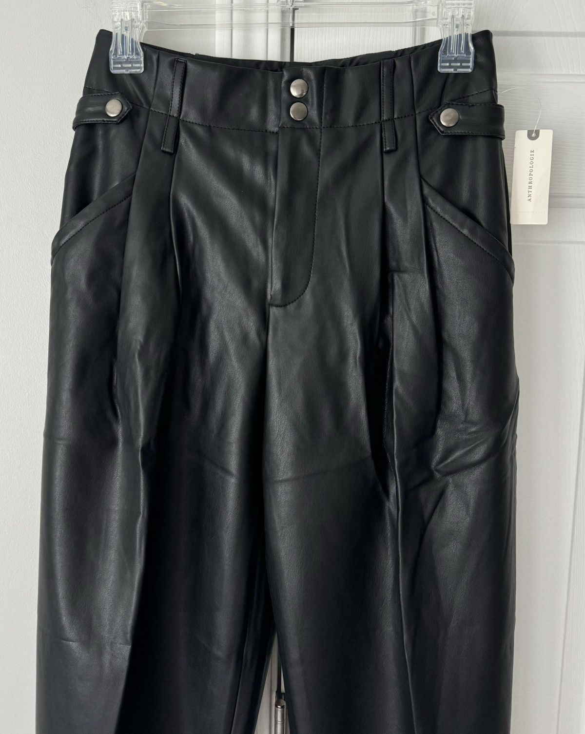 Anthropologie Anthropologie Faux Leather Tapered Pleated Pants, Size 2 Size 26" / US 2 / IT 38 - 9 Thumbnail