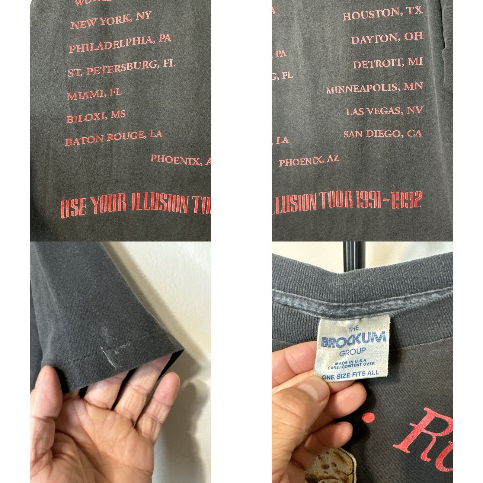 Vintage VINTAGE Guns N’ Roses Use Your Illusion Tour Brockum T Shirt XL Men's Black 90s Band Rock Rose Decade 1990s Size US XL / EU 56 / 4 - 10 Thumbnail