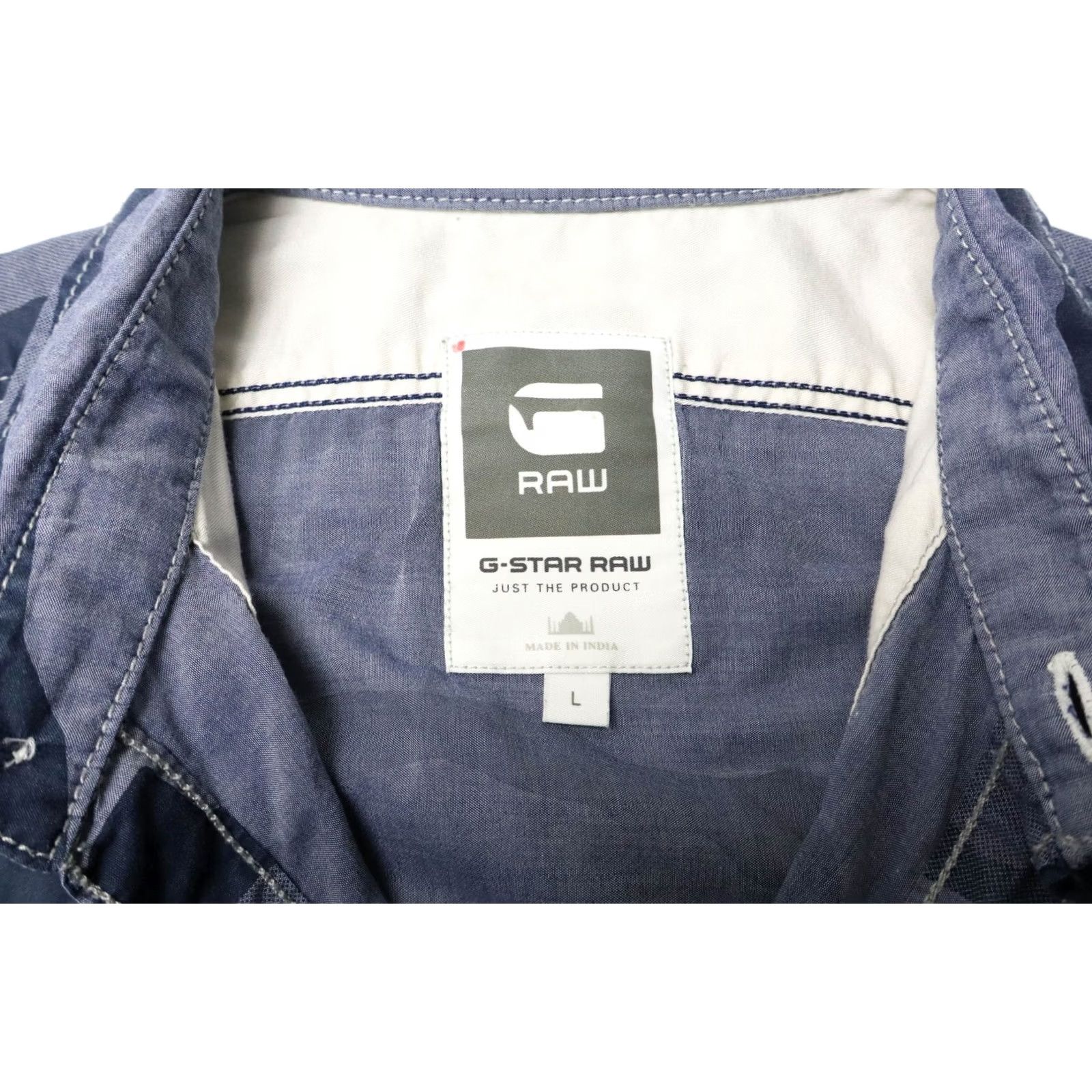 G-Star G-Star A Crotch Yoshem Work Shirt Shirt Men's LARGE Blue Short Sleeve Button Up Size US L / EU 52-54 / 3 - 5 Thumbnail