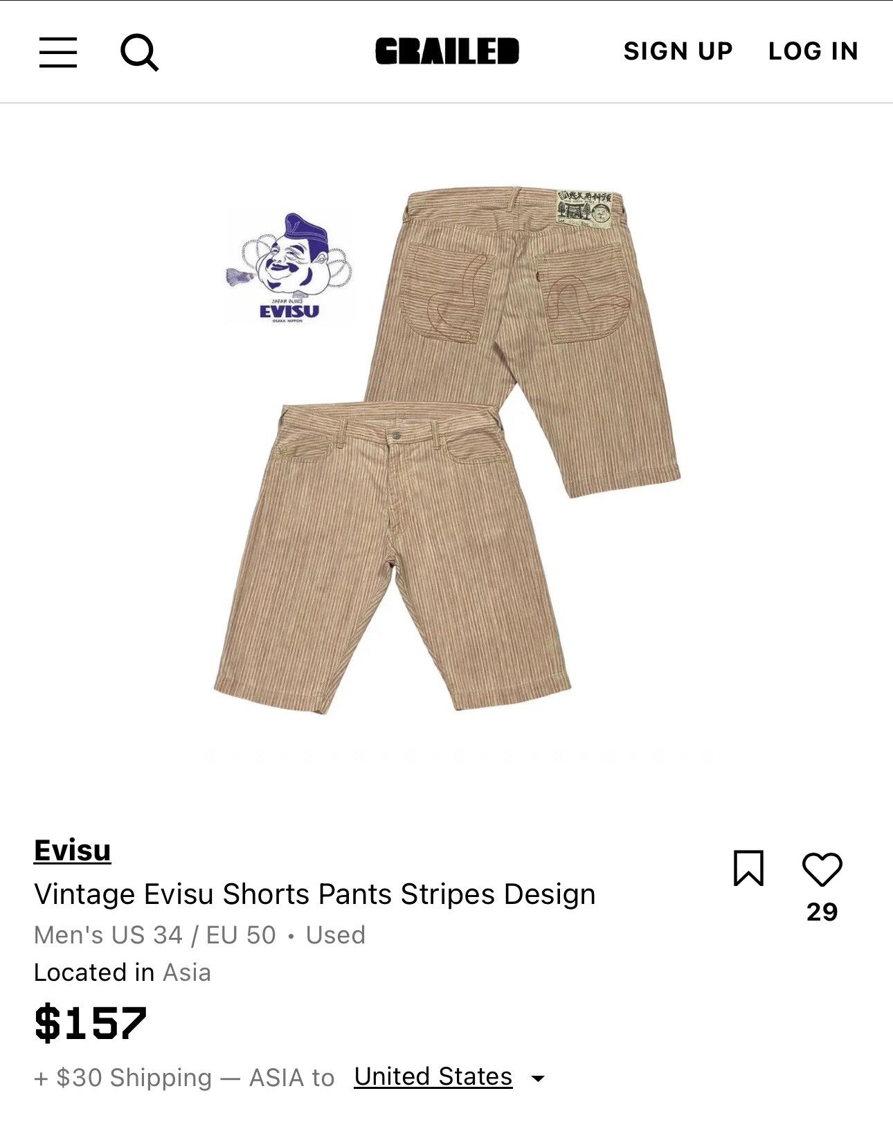 Evisu Vintage Evisu Shorts Pants Stripes Design Size US 36 / EU 52 - 11 Thumbnail