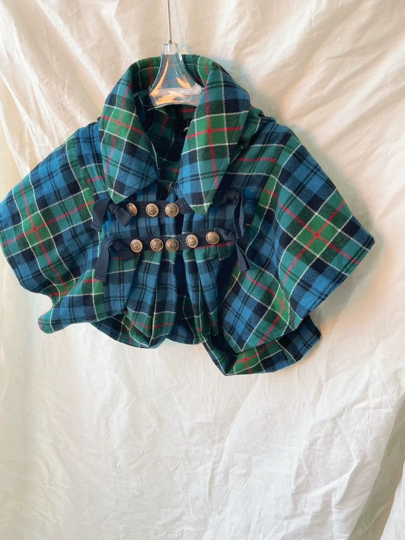 Comme des Garcons Comme des Garcons Blue-green red line plaid short cloak Li Size M / US 6-8 / IT 42-44 - 3 Thumbnail