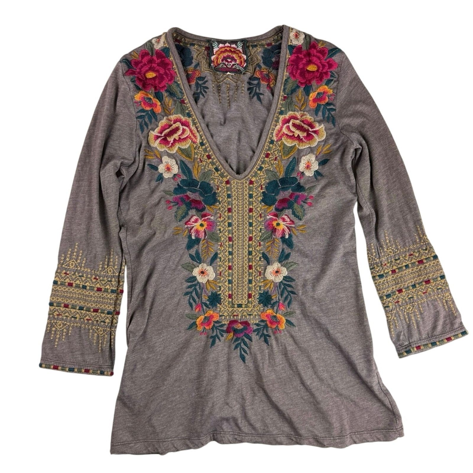 Johnny Was Johnny Was Katina Floral Embroidered T-Shirt - XS Size XS / US 0-2 / IT 36-38 - 1 Thumbnail